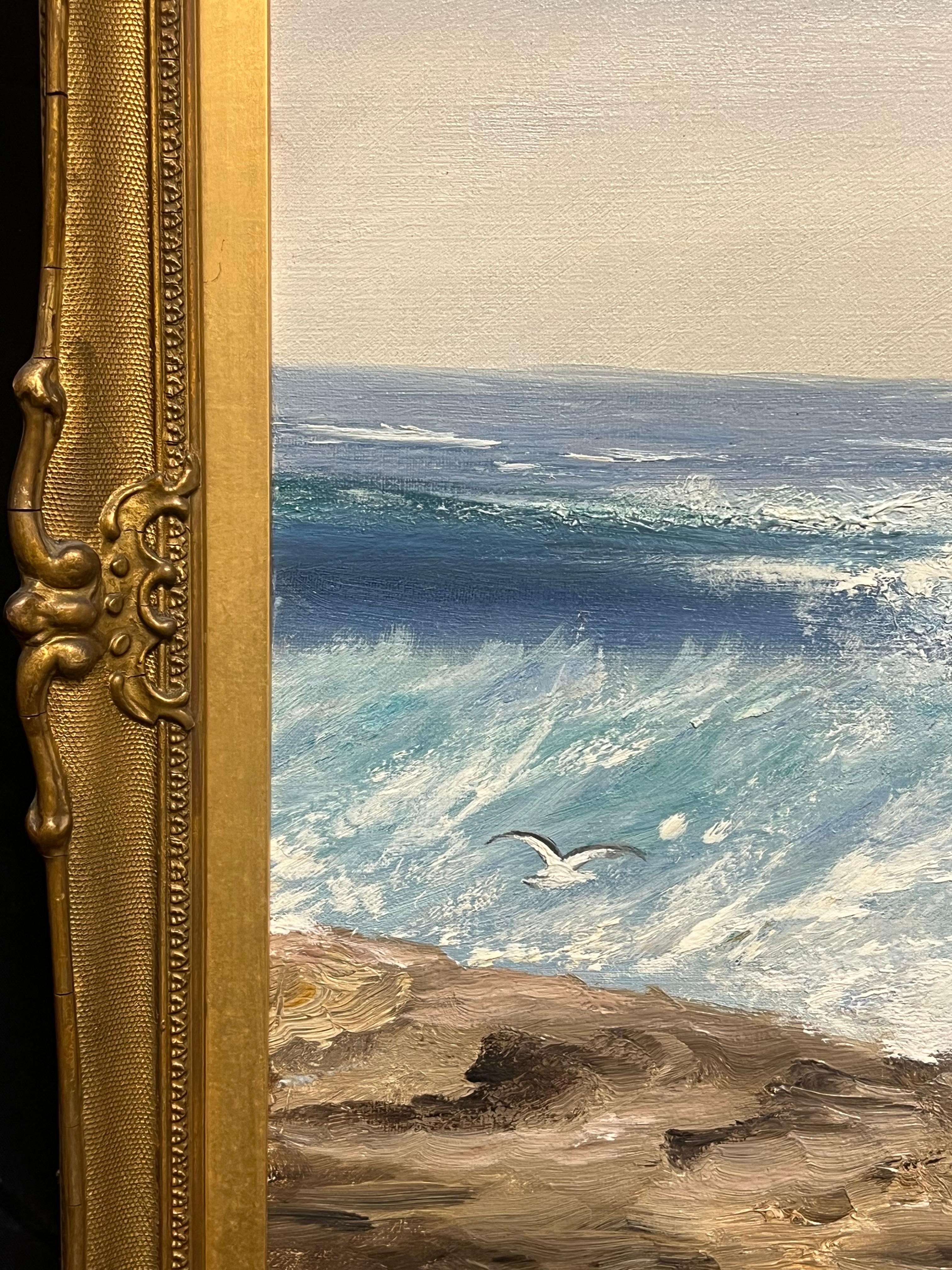 Crashing Waves
signed oil on canvas, framed
Framed: 23.5 x 27.5 inches
Canvas: 20 x 25 inches
Provenance: private collection, UK
Condition: very good condition 

Description:
This dramatic seascape beautifully captures the raw power and beauty of