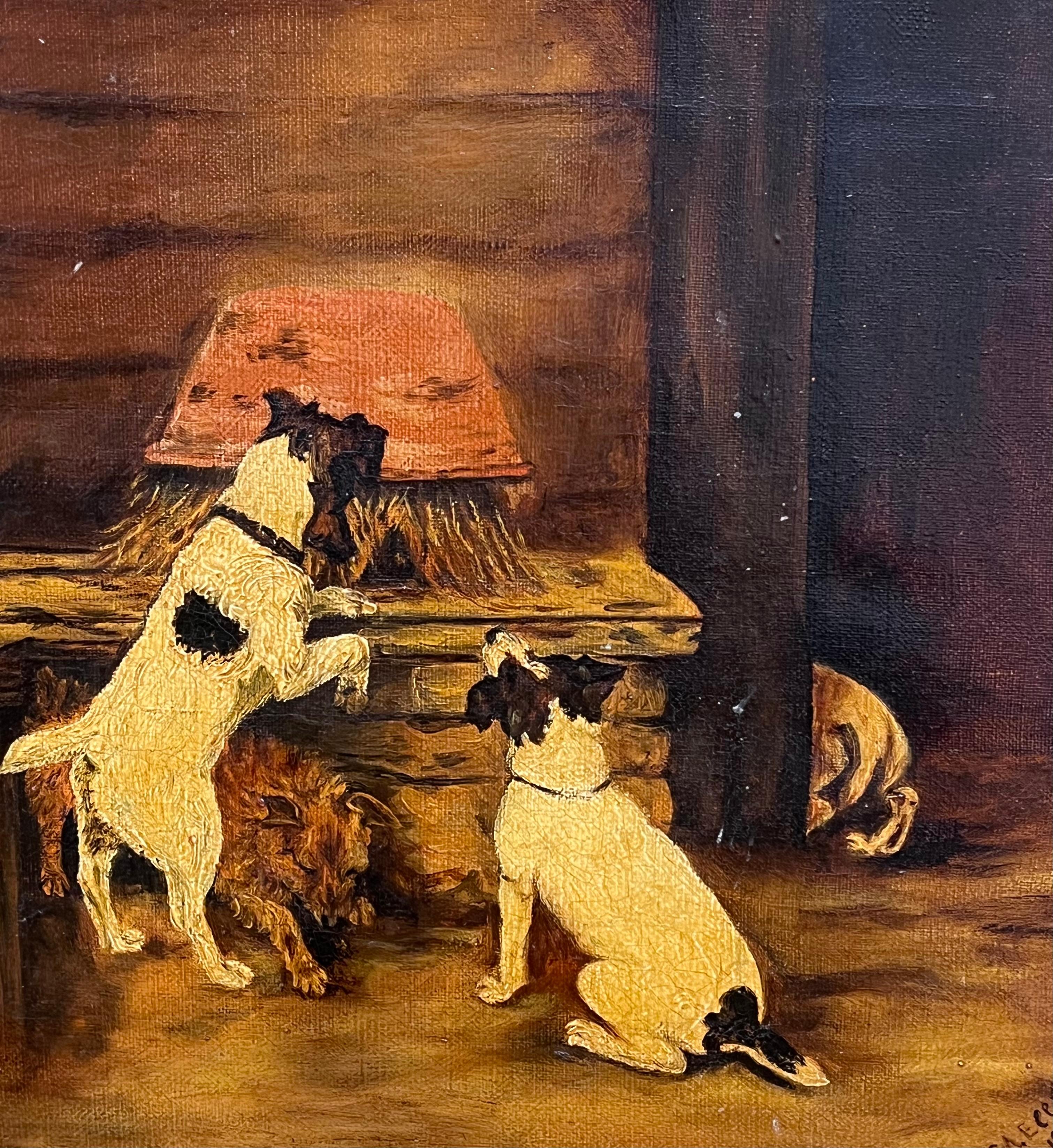 Perros Jack Russell Terrier
Artista inglés, firmado y fechado en 1913
óleo firmado, enmarcado 
enmarcado: 15 x 18 pulgadas
cuadro: 12 x 15 pulgadas
Procedencia: colección privada, Reino Unido
Estado: sano y en buen estado

Para más información,