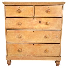 Antique English Scrubbed Pine Chest of Drawers, Ca. 1860s