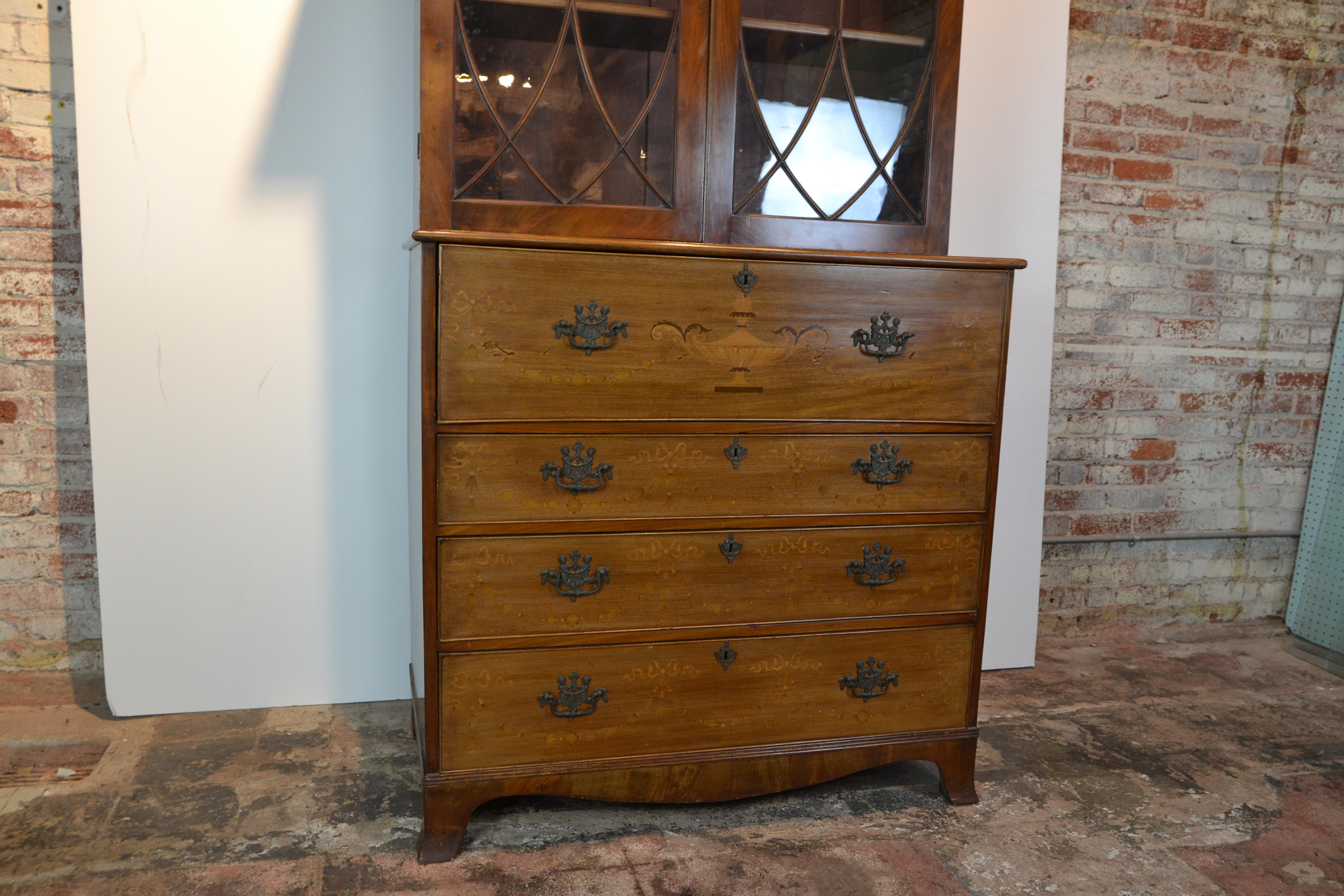 Georgian Antique English Secretaire Bookcase