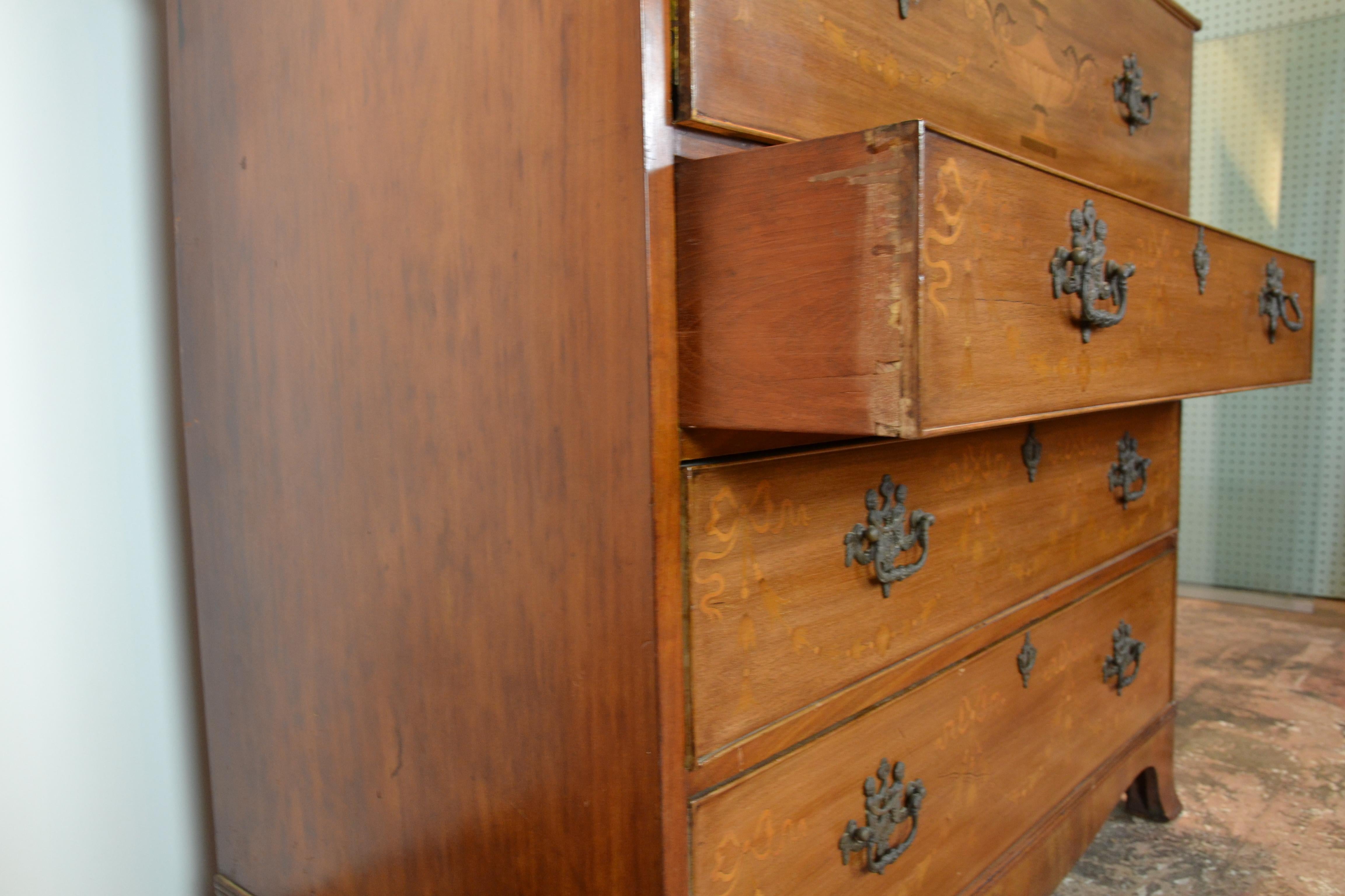 Late 19th Century Antique English Secretaire Bookcase