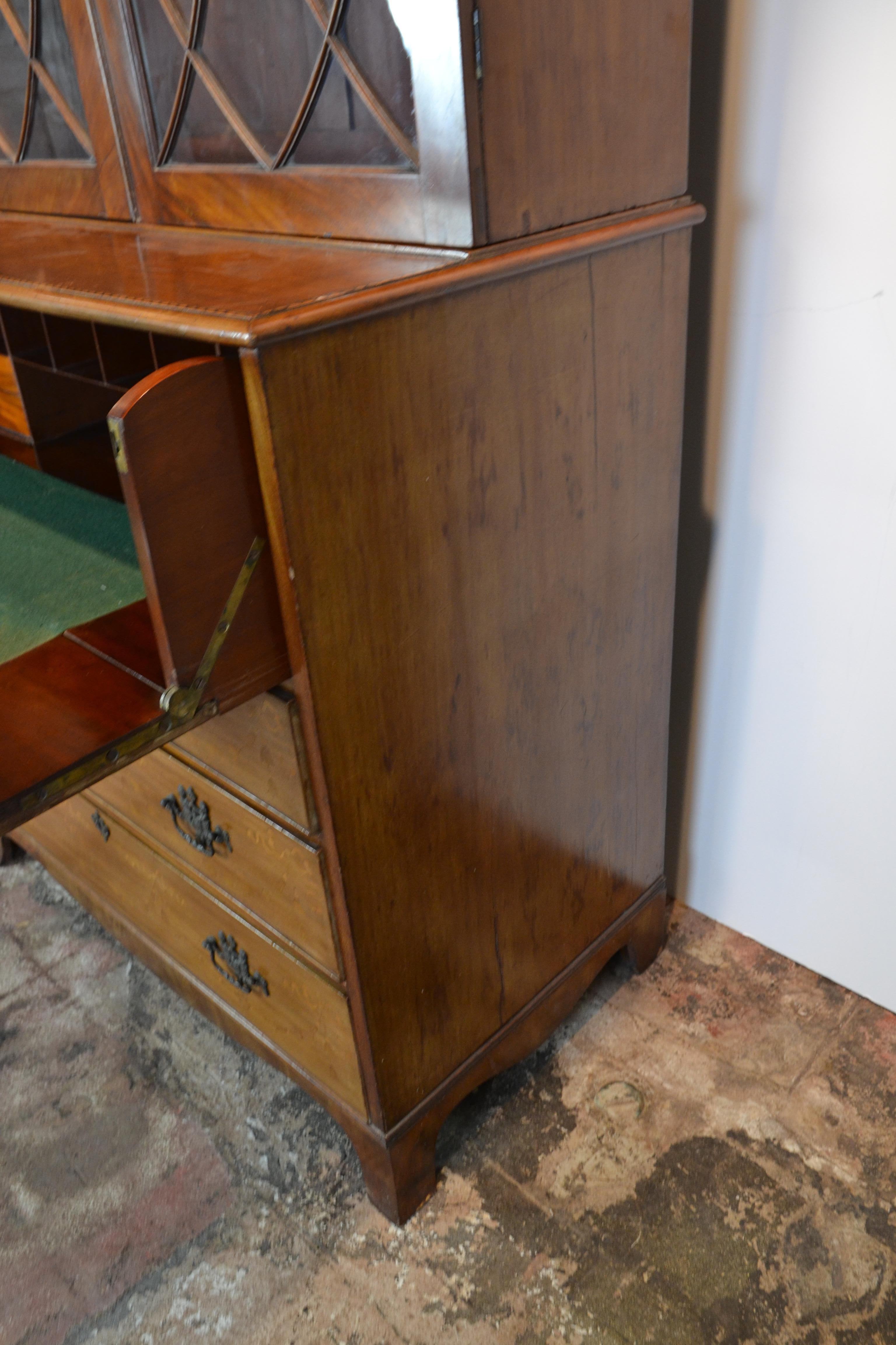 Mahogany Antique English Secretaire Bookcase