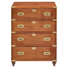 Antique English Secretary Campaign Chest With Brass Hardware