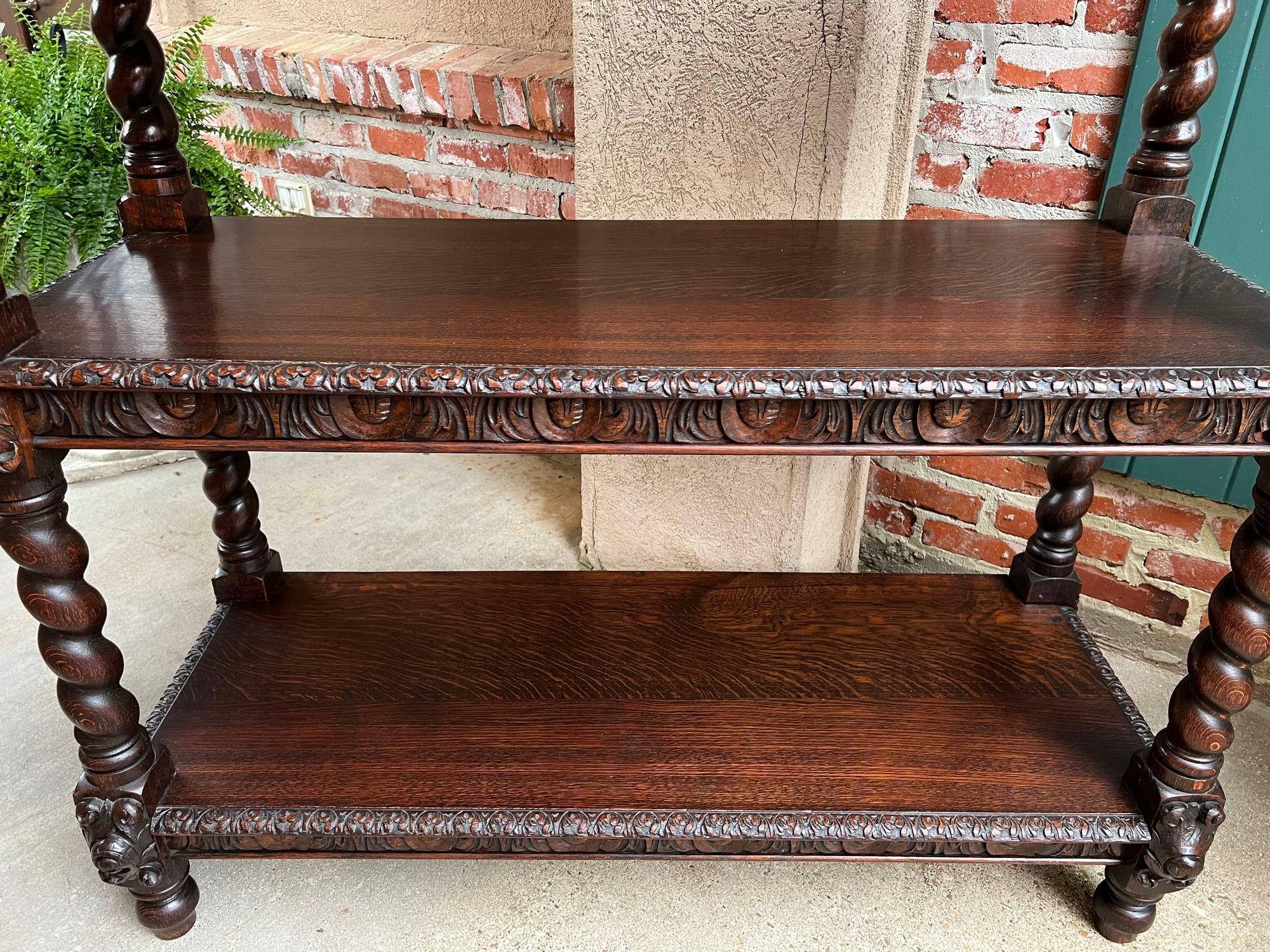 Antica credenza server inglese Barley Twist intagliata in Oak Renaissance Dumbwaiter in vendita 3
