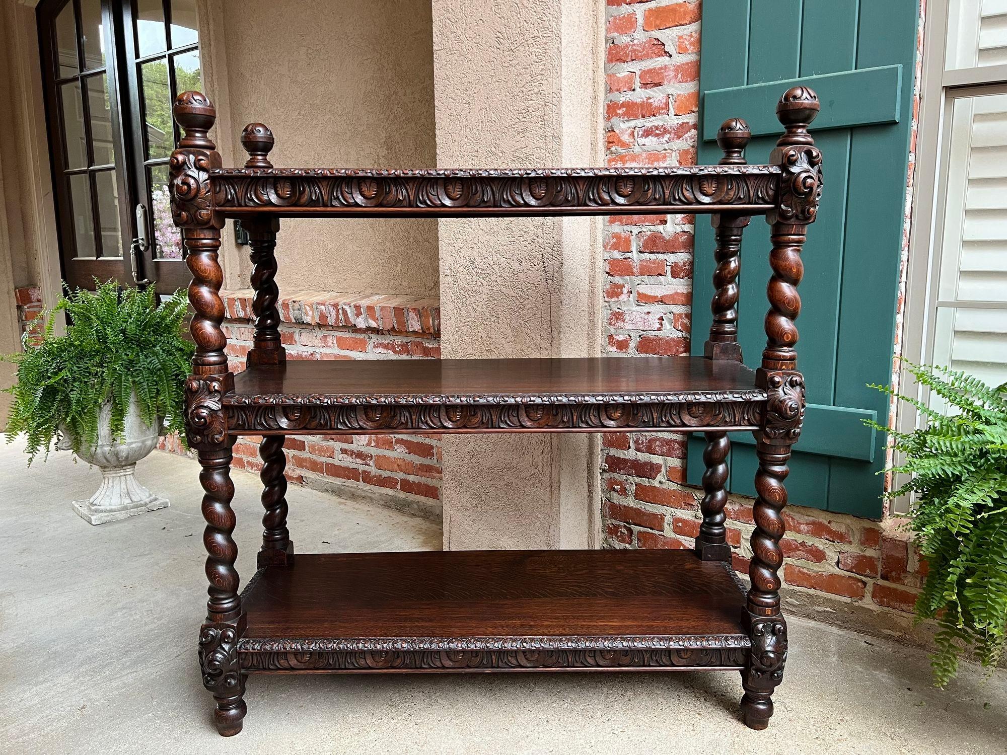 Antica credenza server inglese Barley Twist intagliata in Oak Renaissance Dumbwaiter in vendita 5