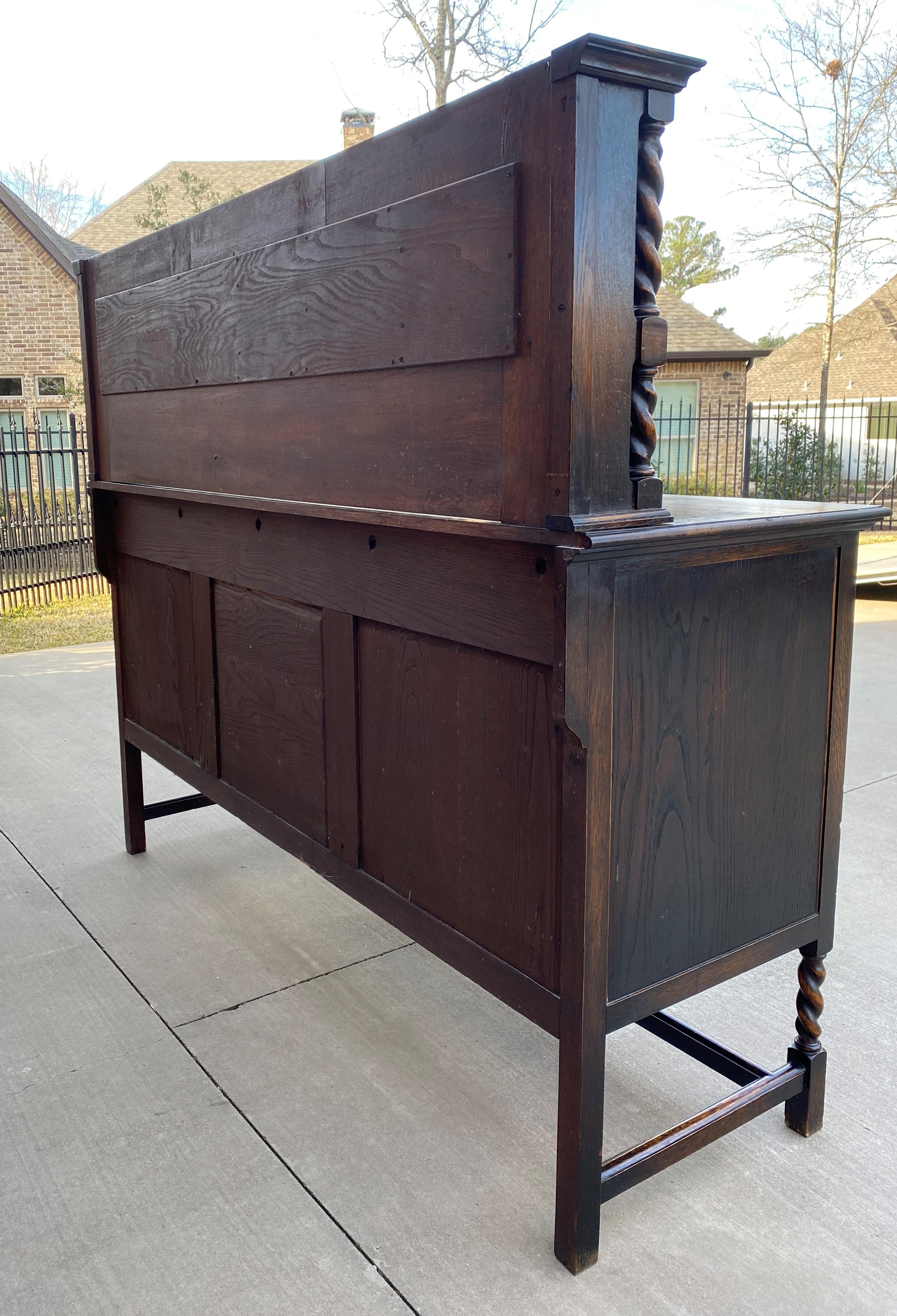 Antique English Server Sideboard Buffet Jacobean Oak Barley Twist 19th C 11