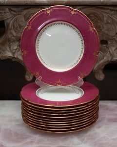 Antique English Set of 12 Wedgwood Cranberry Side Plates