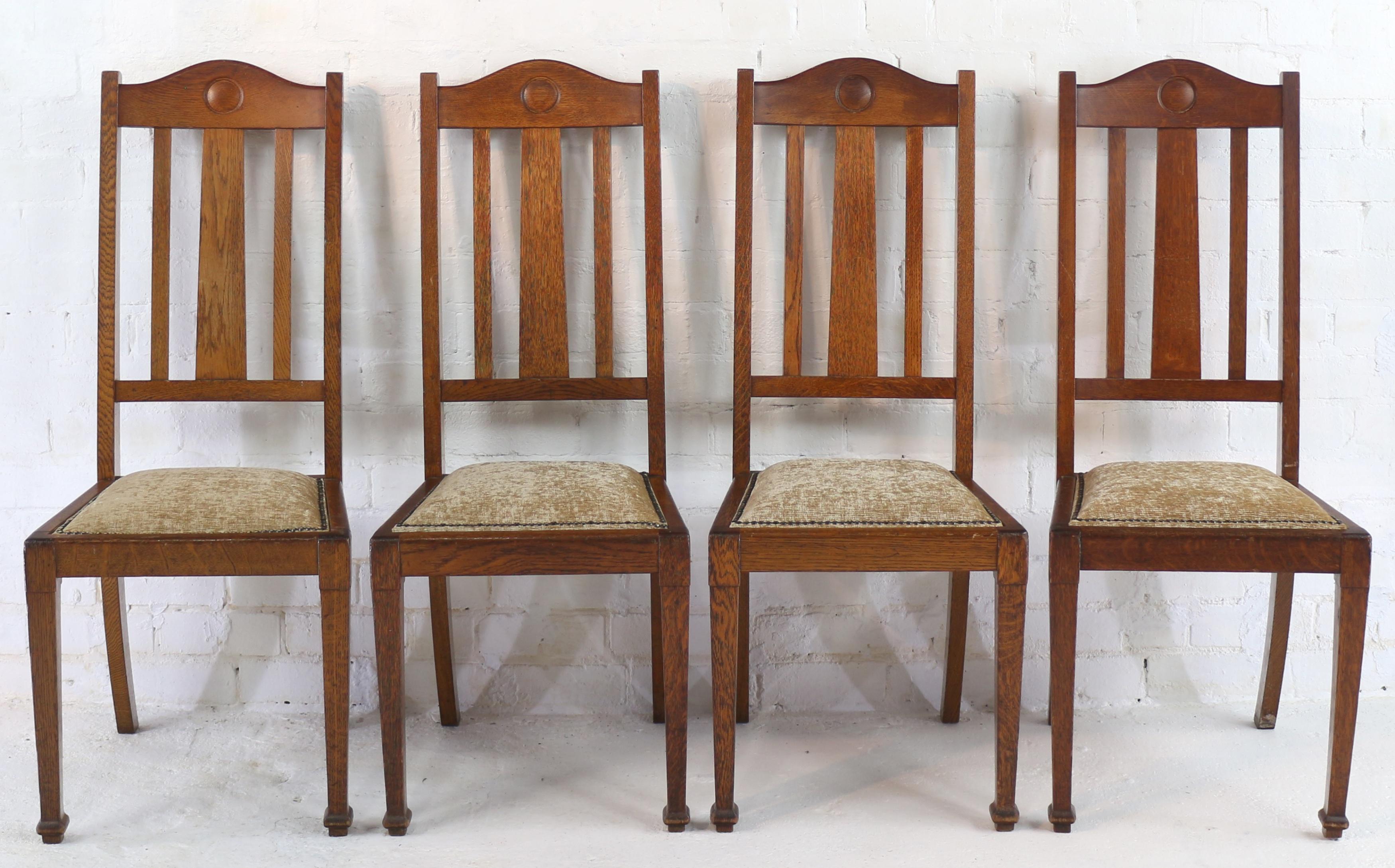 Antique English Set of 16 Arts & Crafts Oak Dining Chairs by Shapland & Petter 9