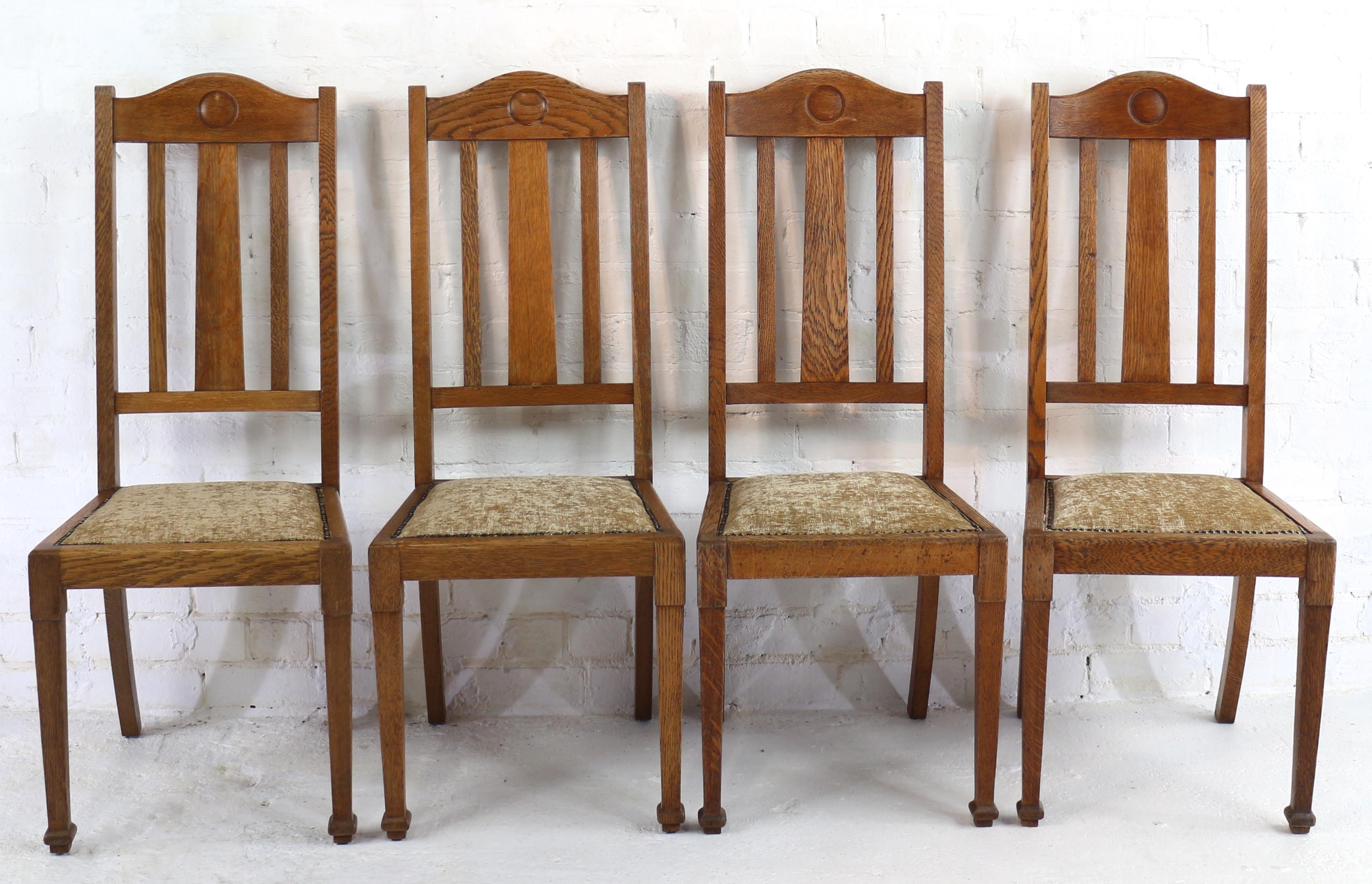 Antique English Set of 16 Arts & Crafts Oak Dining Chairs by Shapland & Petter 11