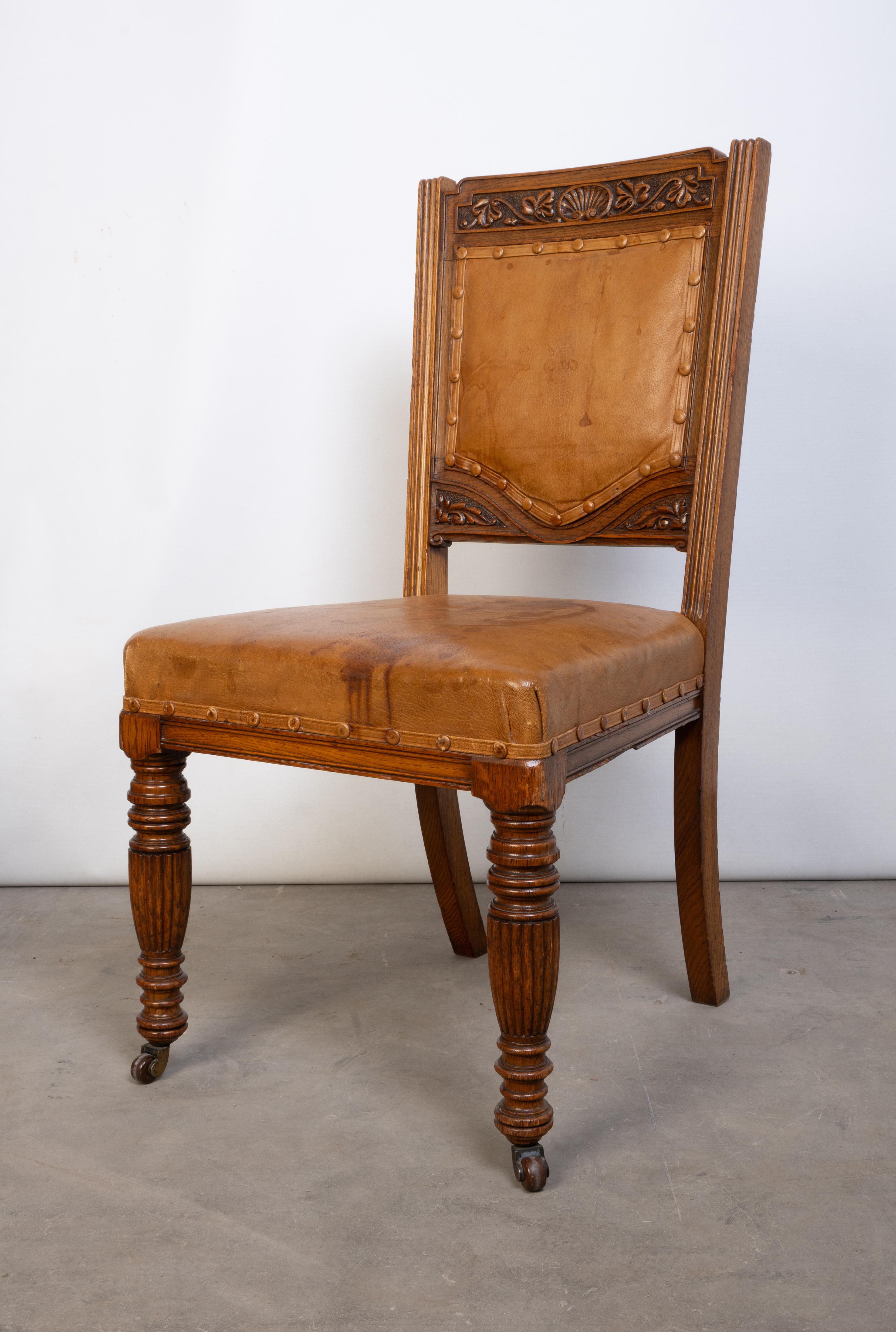 Antique English Set Of Six Elizabethan Revival Dining Chairs By Robson & Sons For Sale 6