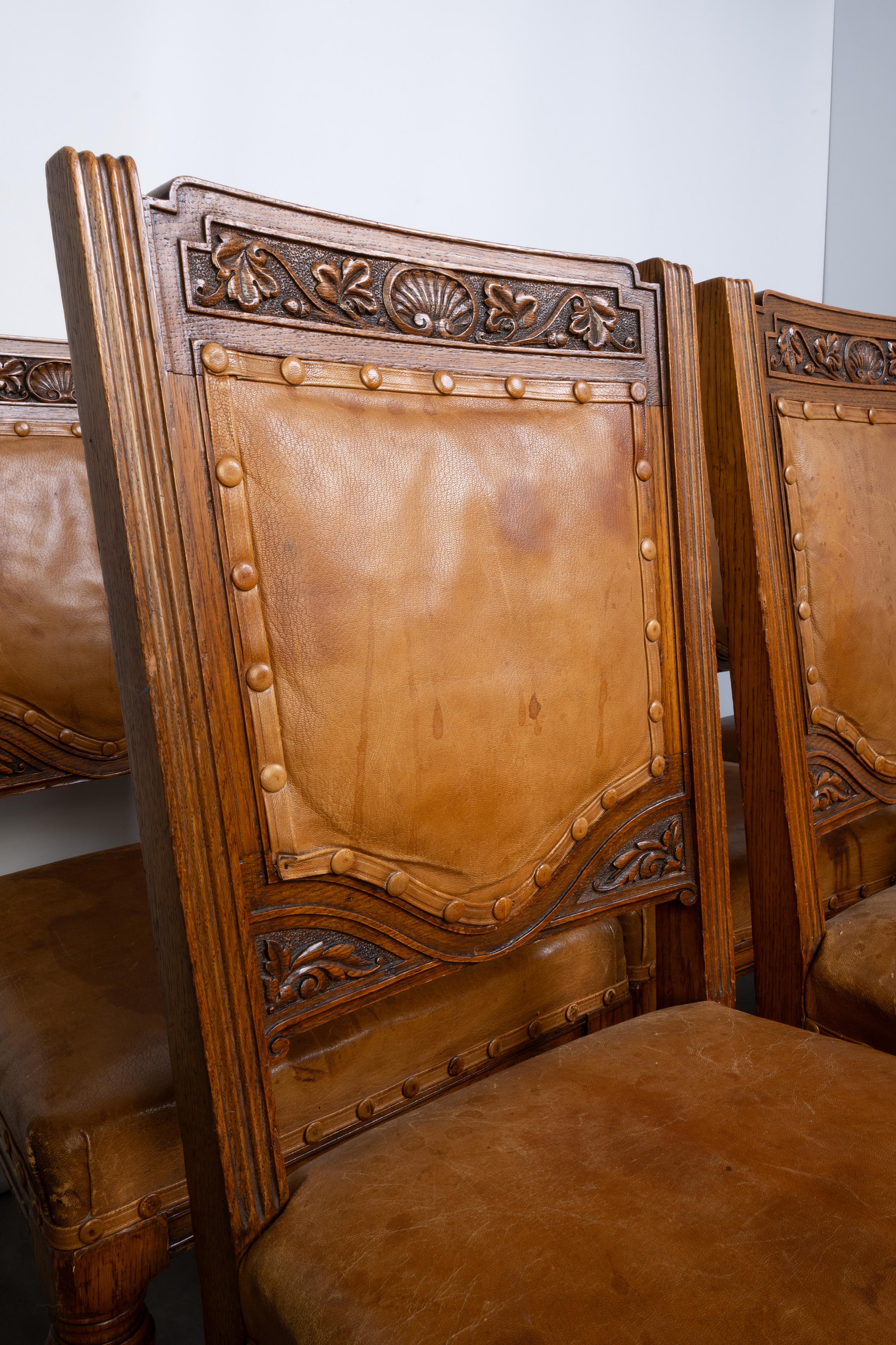 Antique English Set Of Six Elizabethan Revival Dining Chairs By Robson & Sons For Sale 8