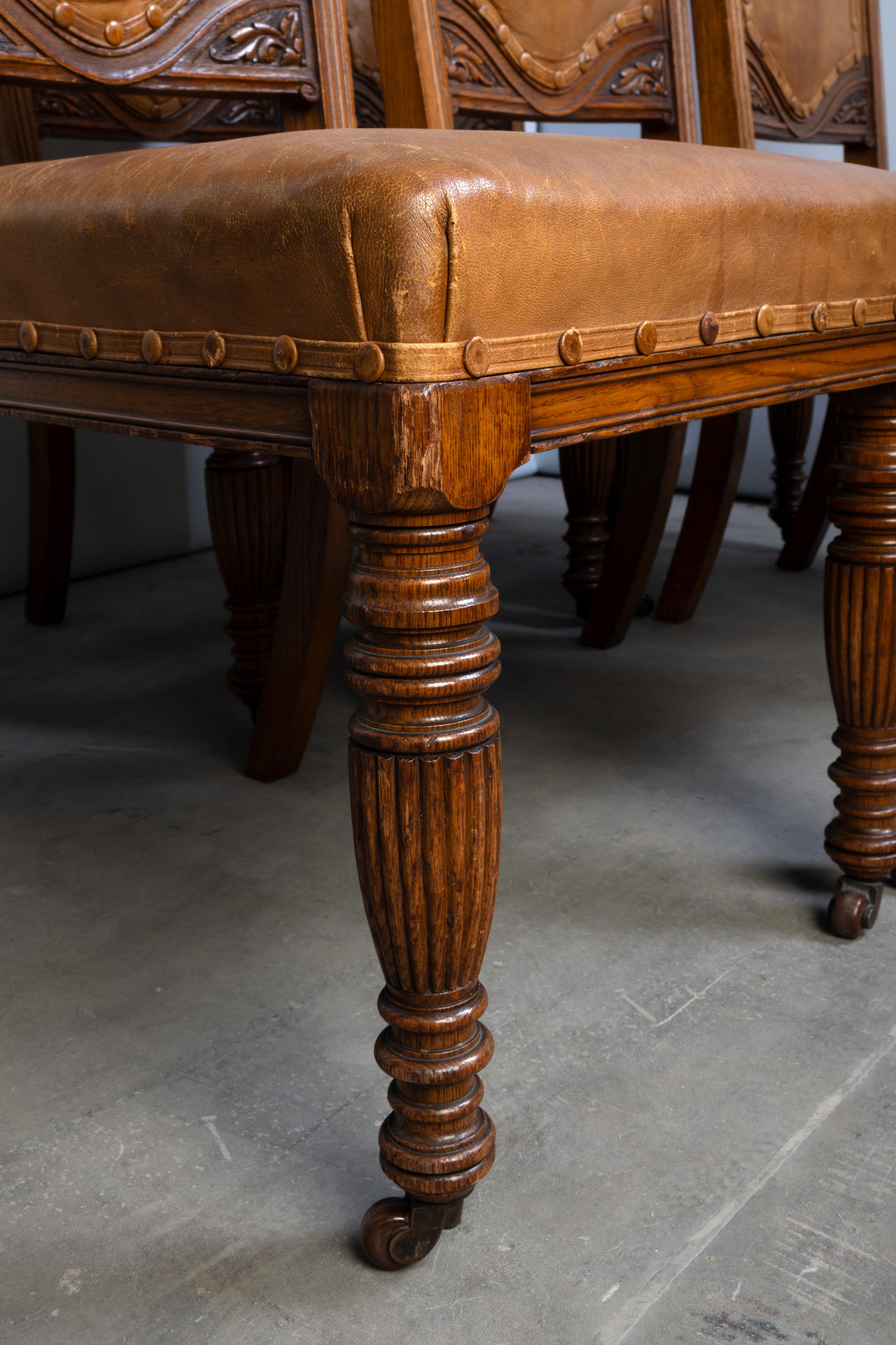 Antique English Set Of Six Elizabethan Revival Dining Chairs By Robson & Sons For Sale 9