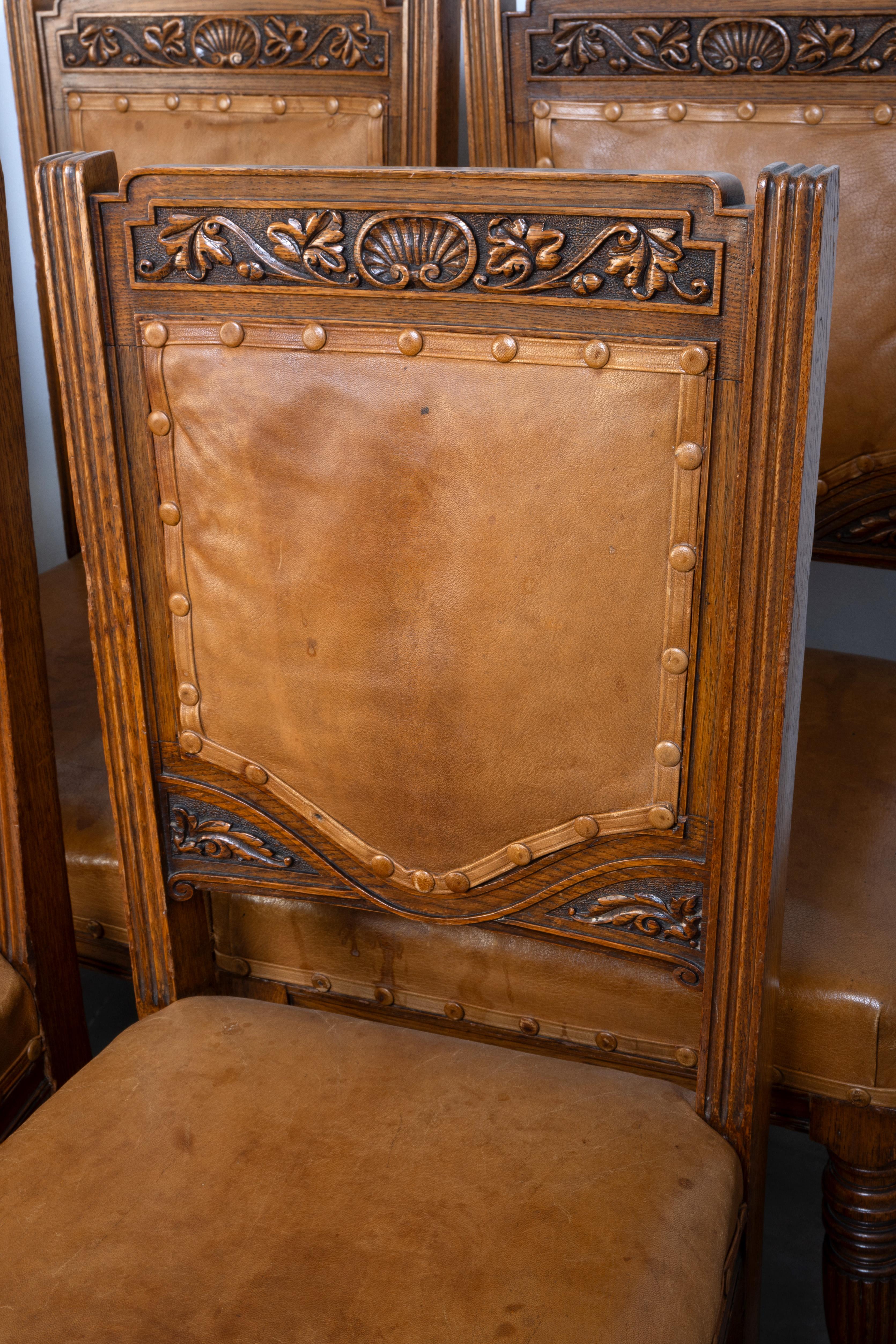 Antique English Set Of Six Elizabethan Revival Dining Chairs By Robson & Sons For Sale 11