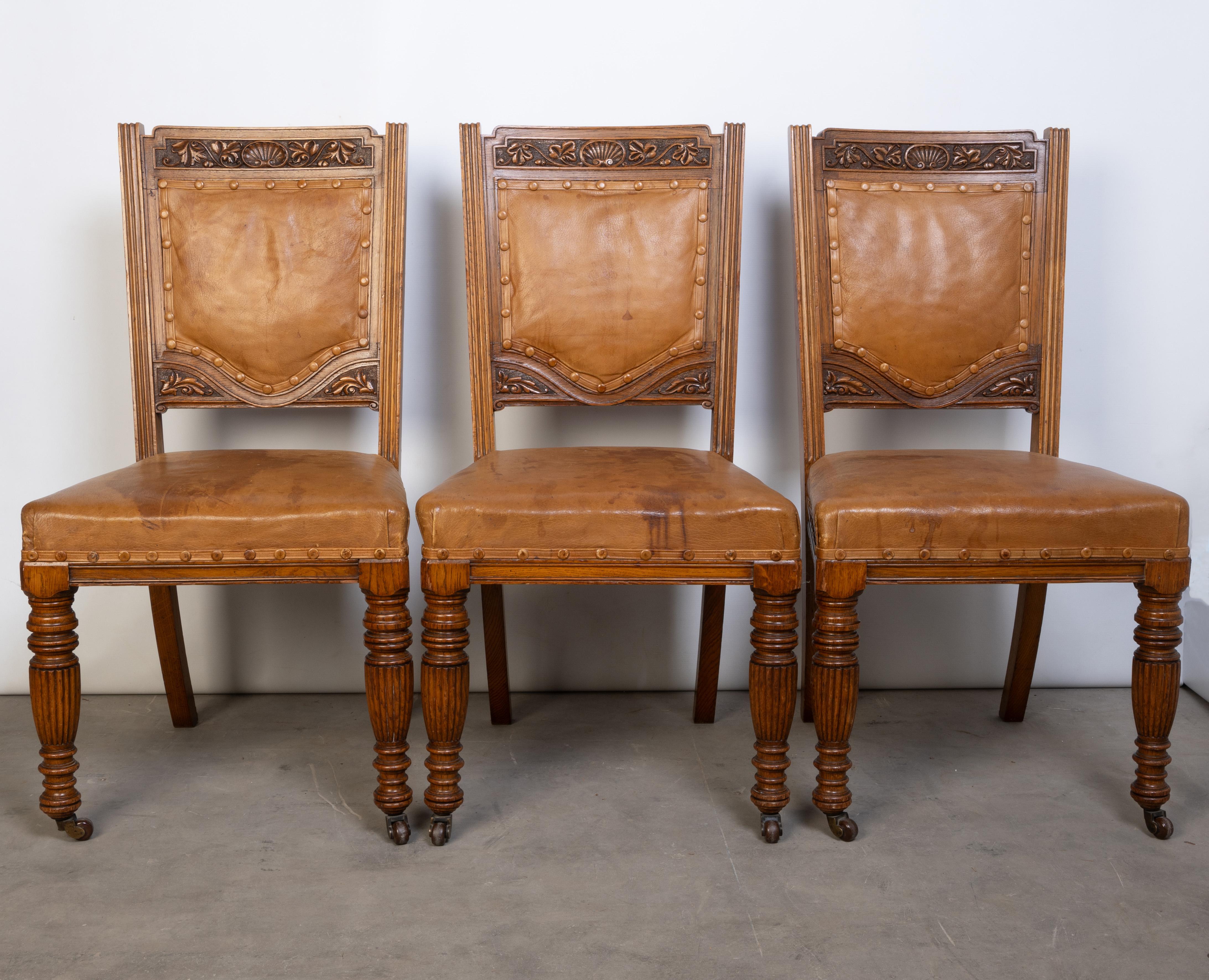 19th Century Antique English Set Of Six Elizabethan Revival Dining Chairs By Robson & Sons For Sale