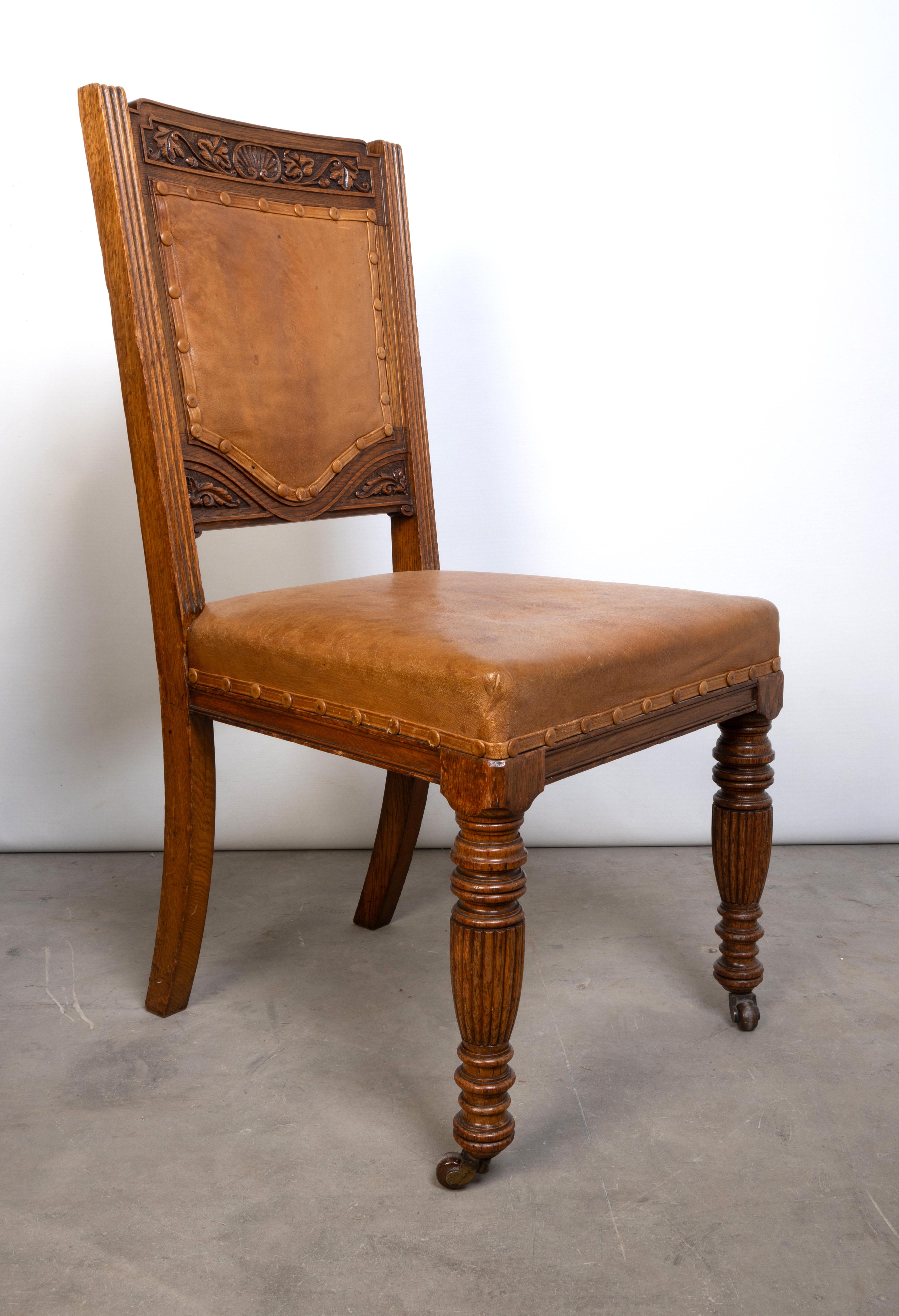 Antique English Set Of Six Elizabethan Revival Dining Chairs By Robson & Sons For Sale 3