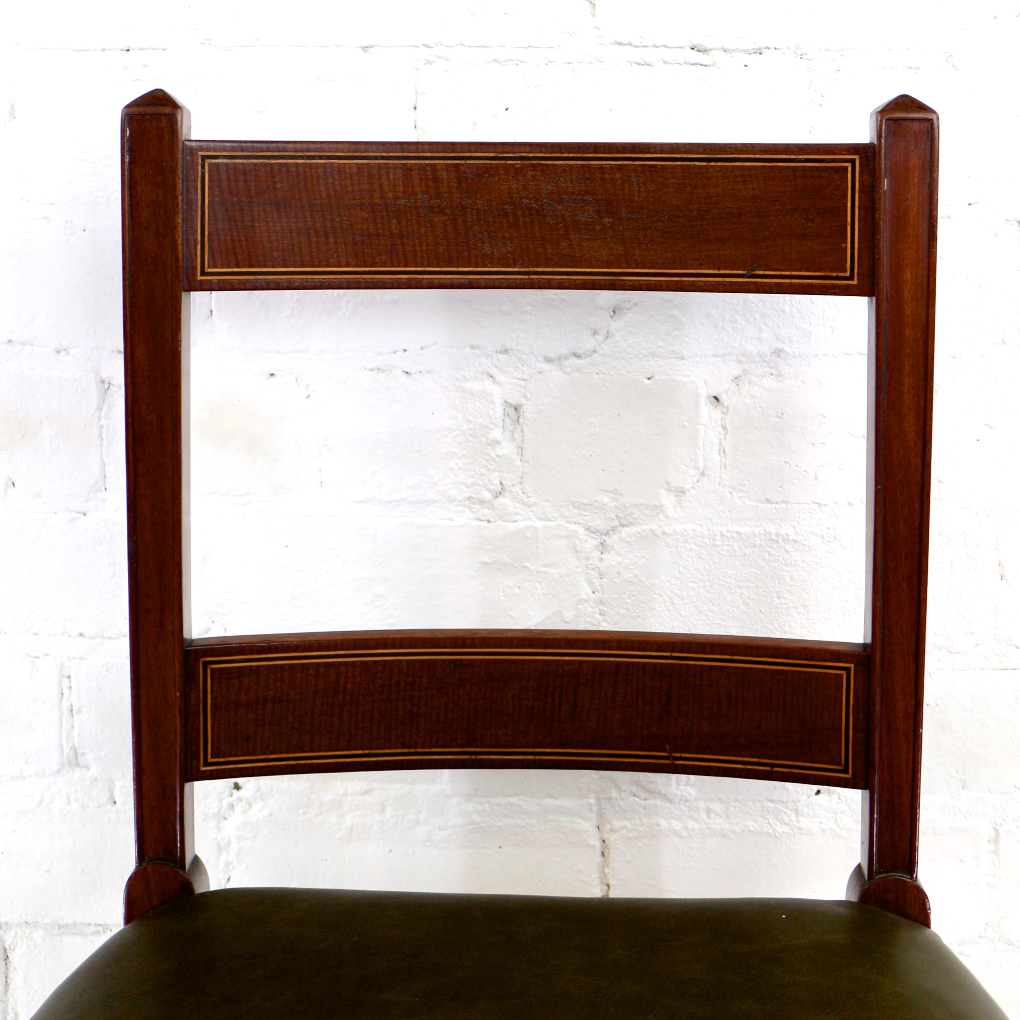 Antique English Set of Twelve George III Mahogany & Inlaid Dining Chairs 3