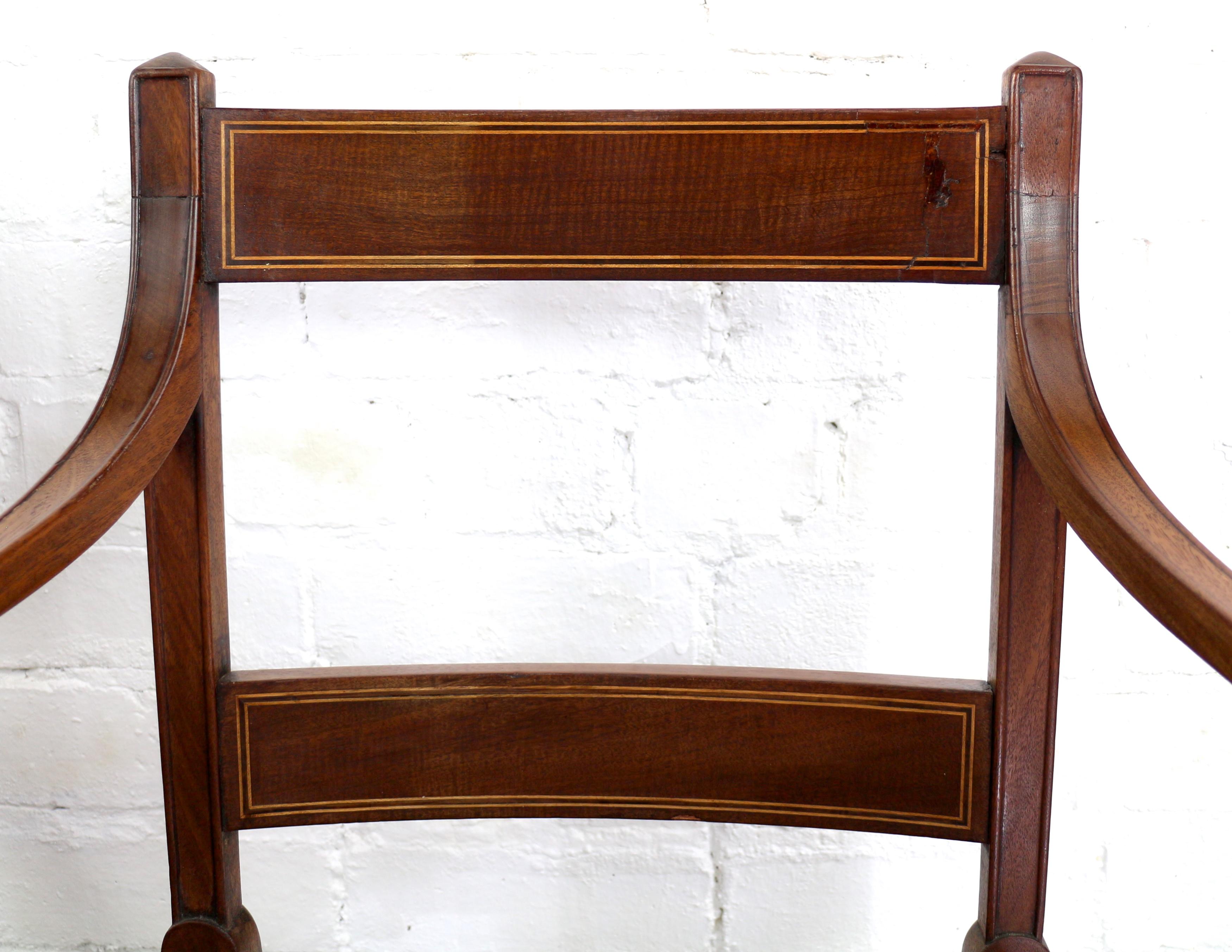 Antique English Set of Twelve George III Mahogany & Inlaid Dining Chairs 7