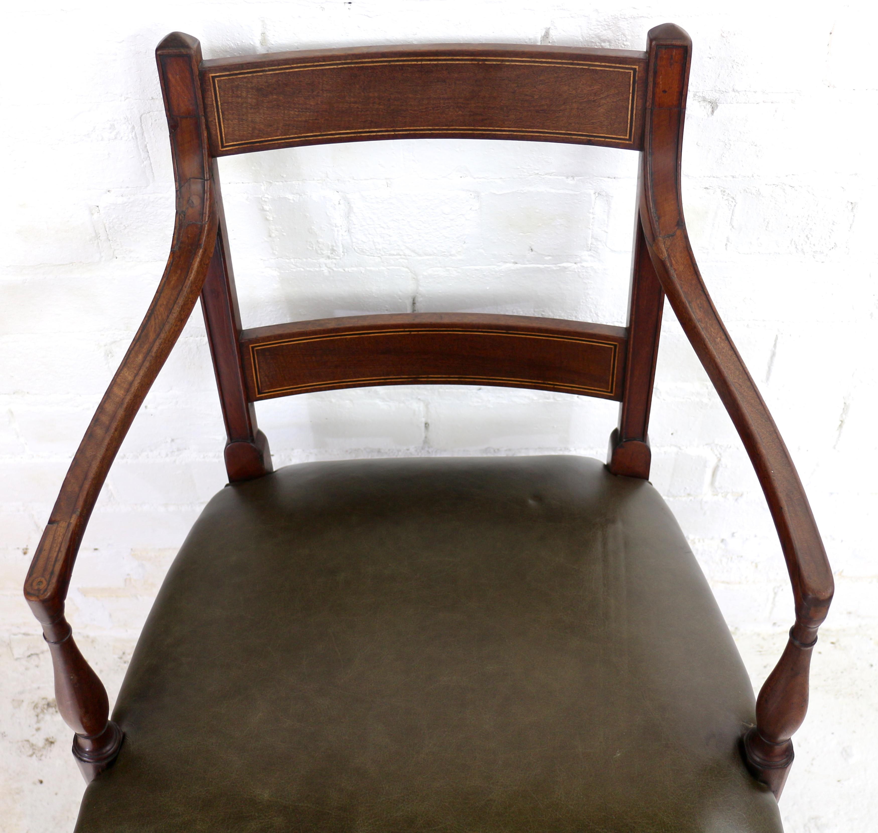 Antique English Set of Twelve George III Mahogany & Inlaid Dining Chairs 10