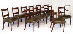 Antique English Set of Twelve George III Mahogany & Inlaid Dining Chairs