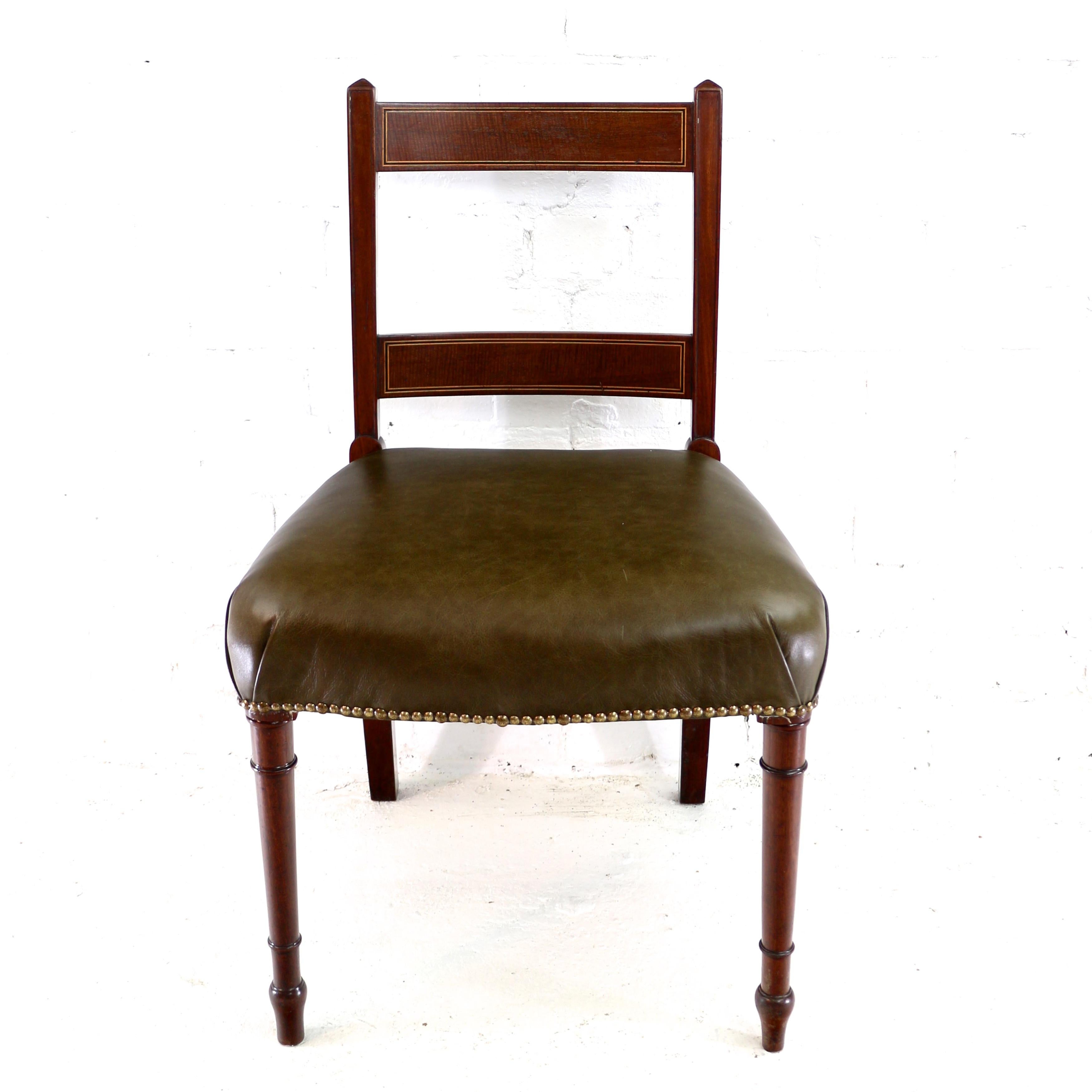 Antique English Set of Twelve George III Mahogany & Inlaid Dining Chairs 2
