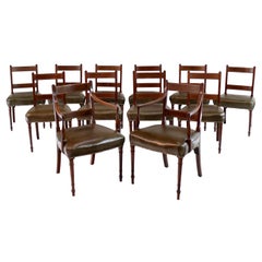 Antique English Set of Twelve George III Mahogany & Inlaid Dining Chairs