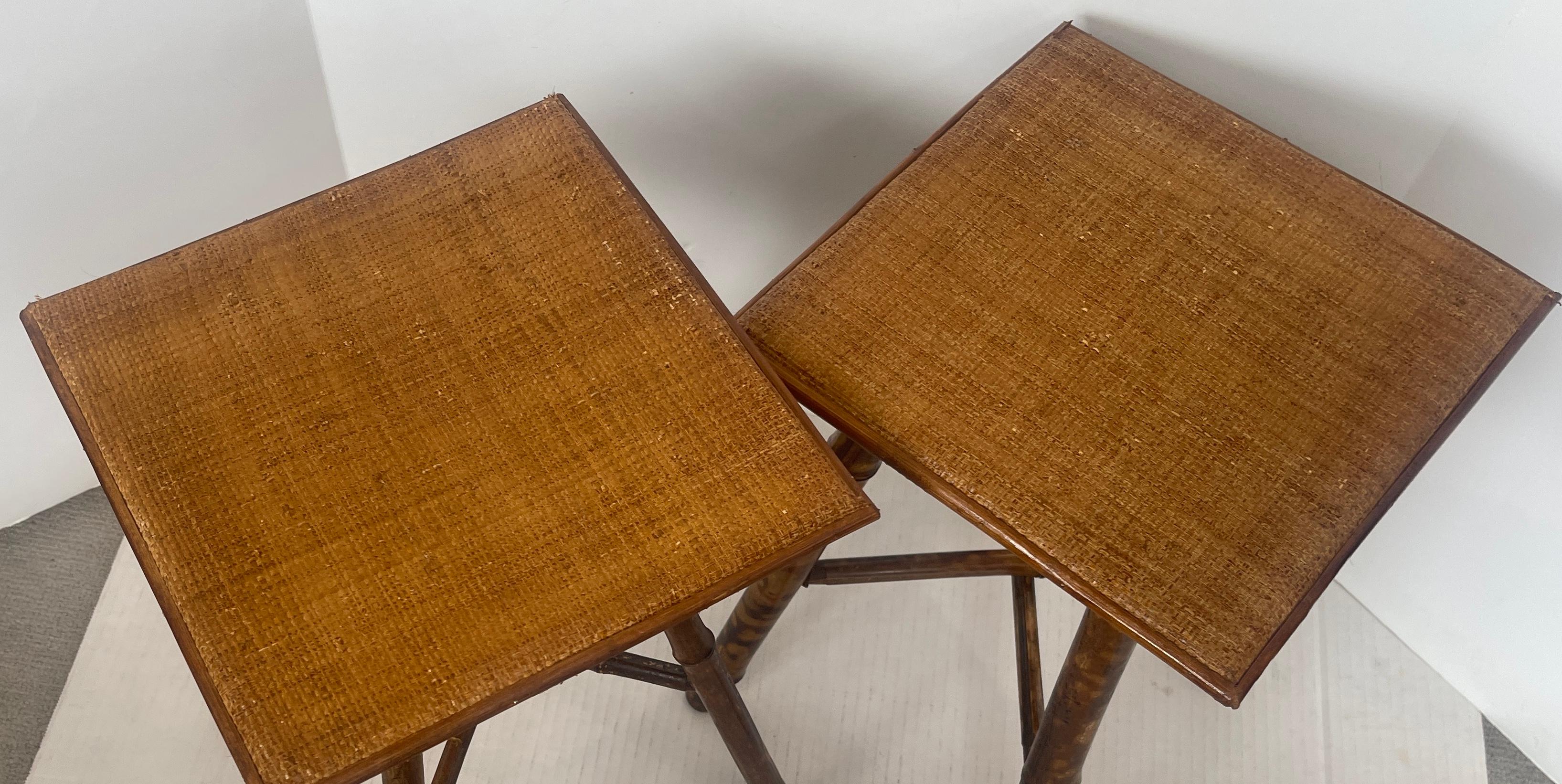 Aesthetic Movement Antique English set of Two Bamboo Stools, C.1920s