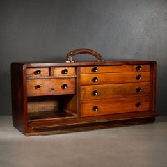 Ancien coffre de machiniste anglais à sept tiroirs en acajou, c.1880-1930