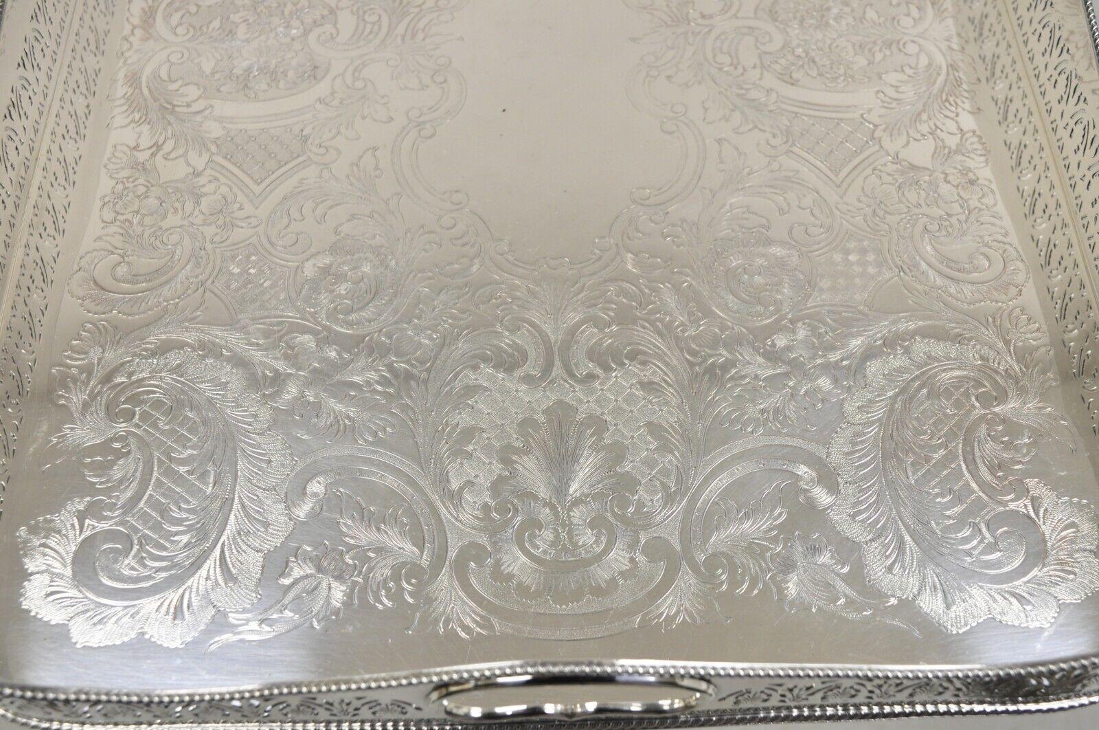 Antique English Sheffield Adams Silver Plated Scalloped Serving Platter Tray For Sale 5