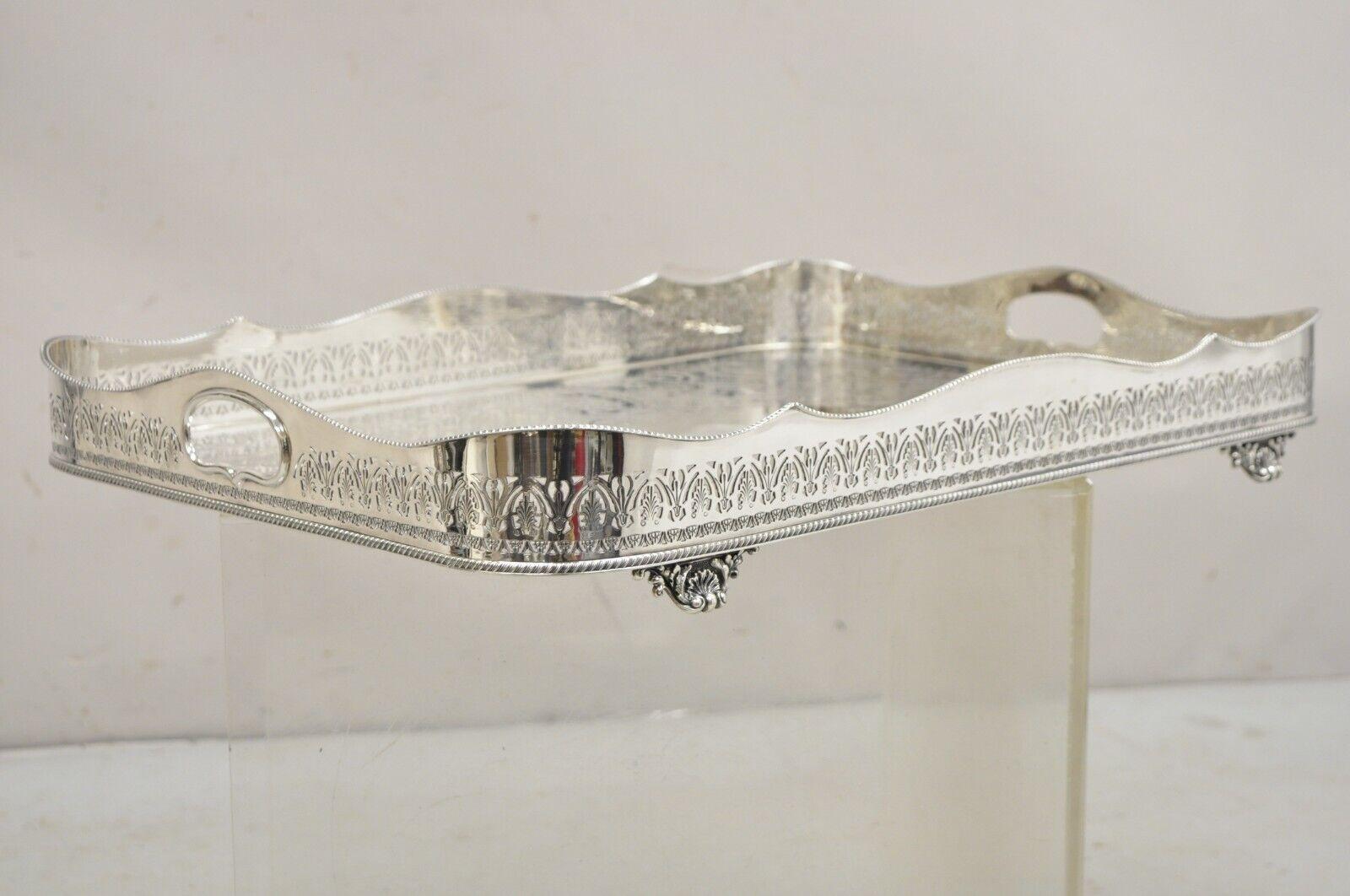 Antique English Sheffield Adams Silver Plated Scalloped Serving Platter Tray For Sale 6