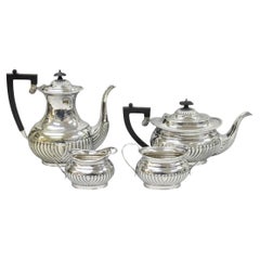 Antique English Sheffield B. Altman Art Deco Silver Plated Tea Service Set, 4 Pc