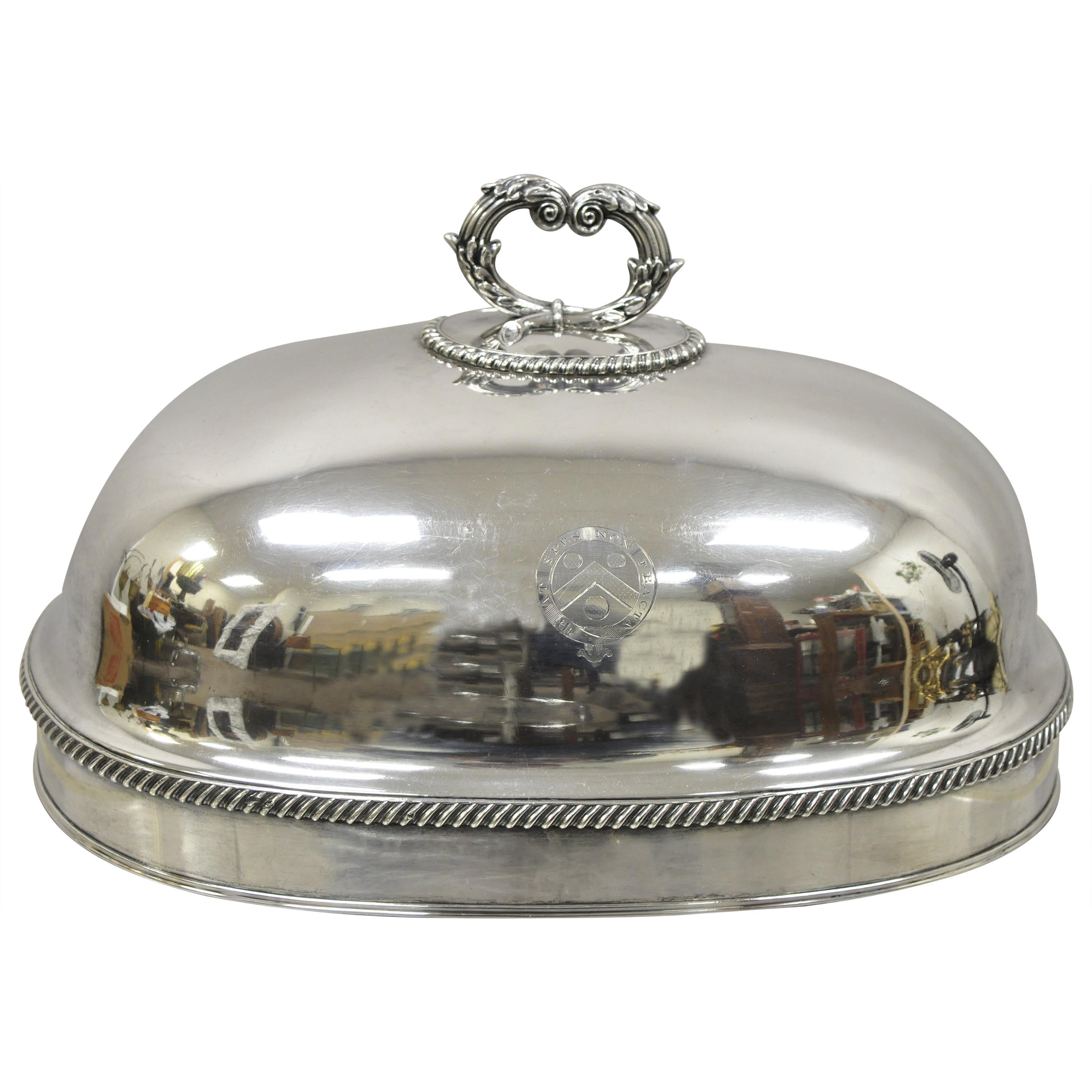 Antique English Sheffield England Silver Plate Meat Dish Serving Dome Lid  at 1stDibs | serving dish with cover, silver serving platter with lid,  sheffield dome