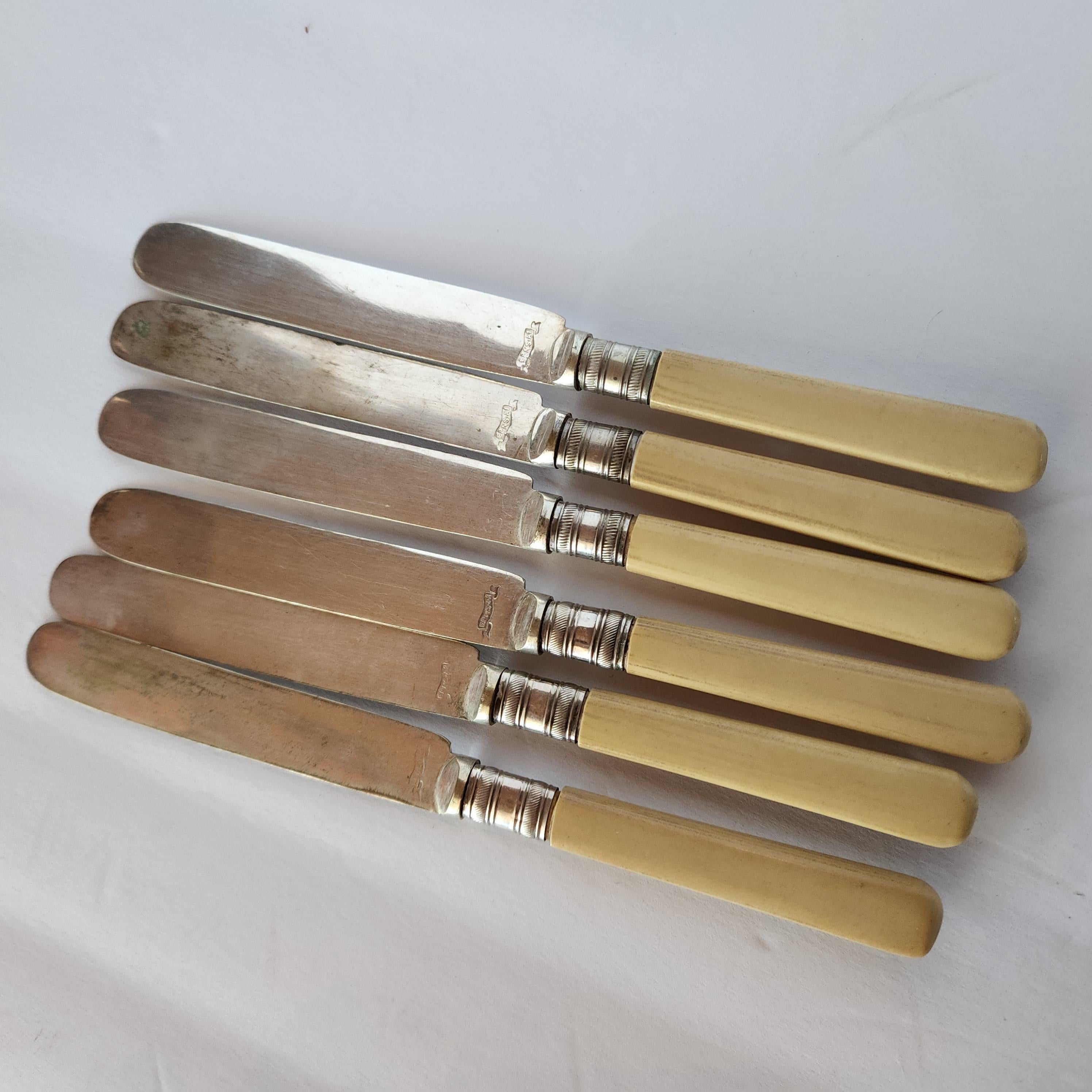 Antique English Sheffield EPNS A1 Silverplate 6 Butter Knives  For Sale 2