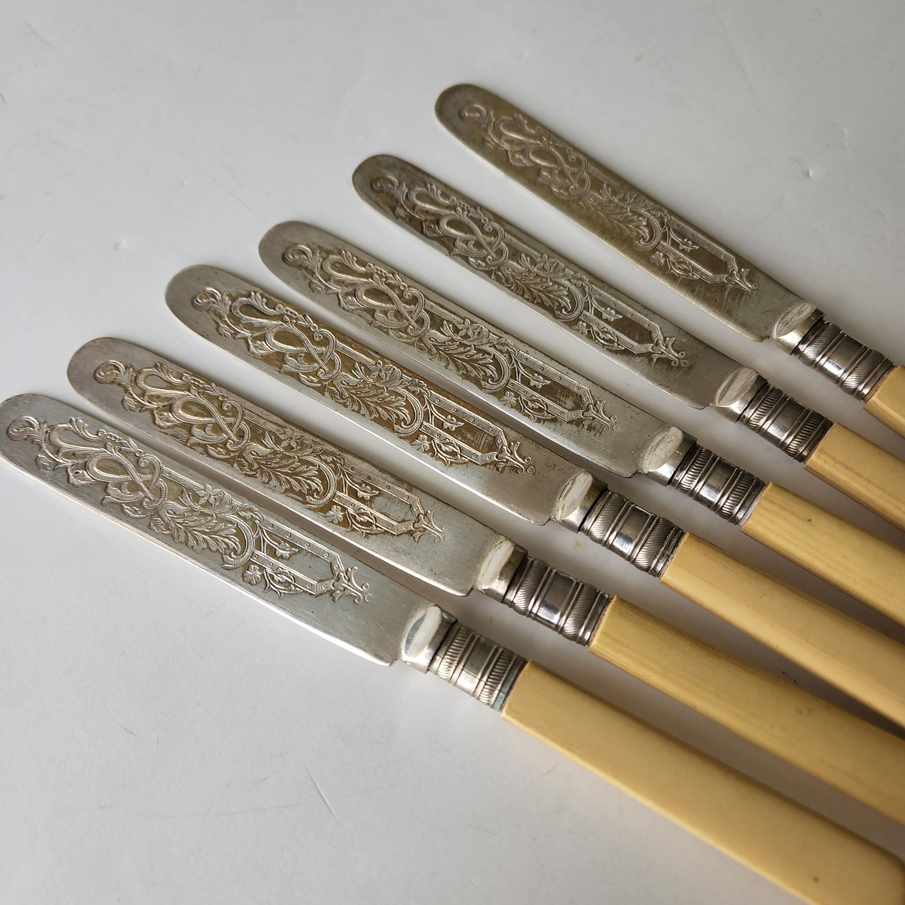 Antique English Sheffield EPNS A1 Silverplate 6 Butter Knives  For Sale 3
