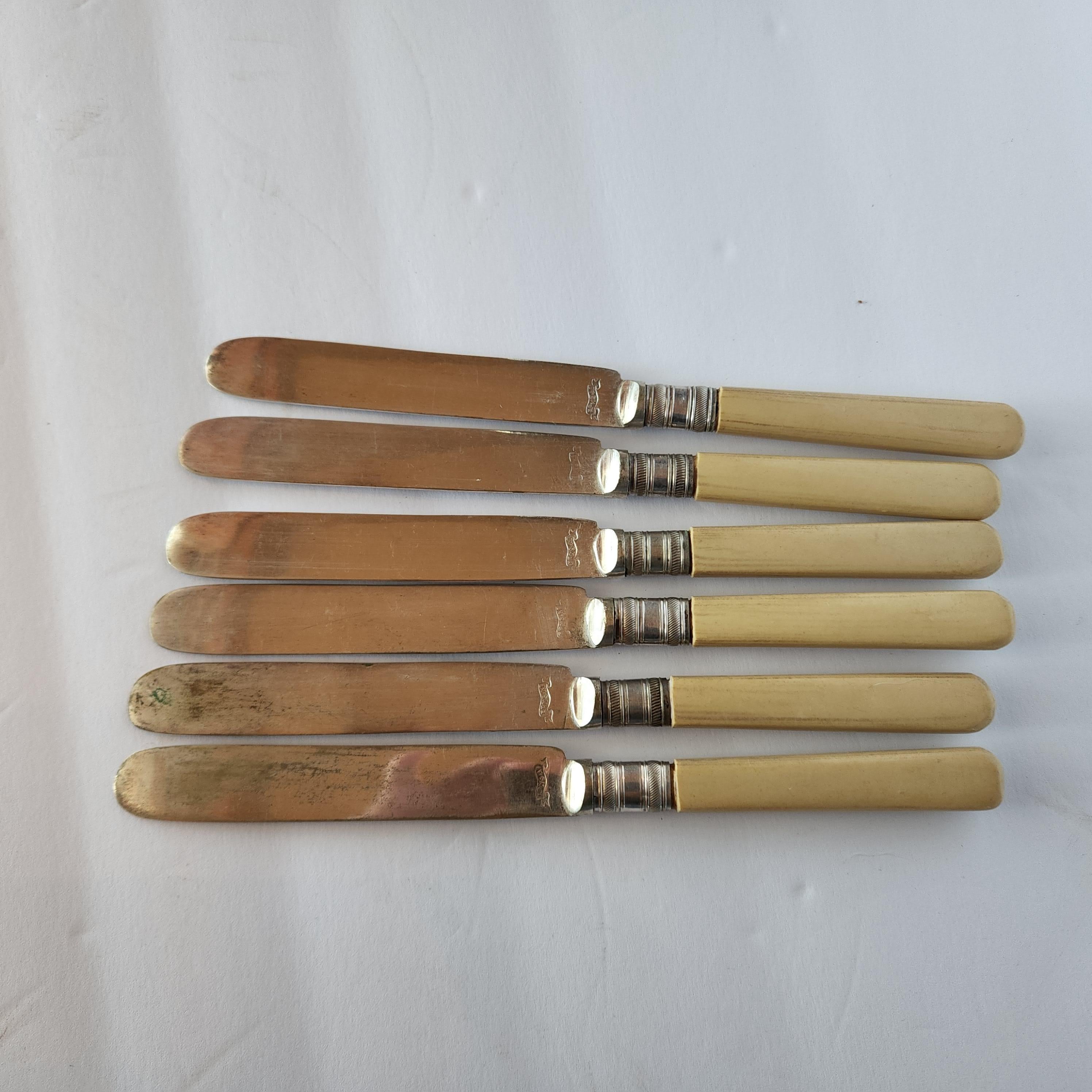 Antique English Sheffield EPNS A1 Silverplate 6 Butter Knives  In Good Condition For Sale In Chula Vista, CA