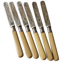 Antico coltello da burro inglese Sheffield EPNS A1 in silverplate 6 coltelli da burro