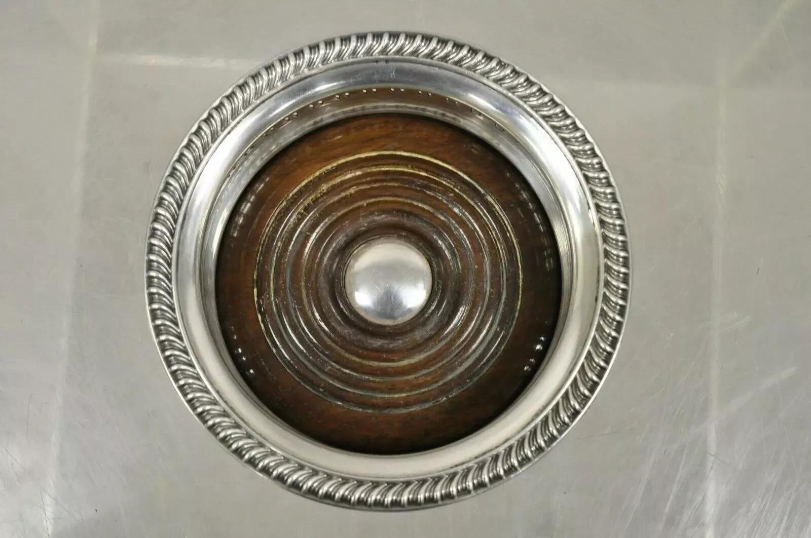 Antique English Sheffield Georgian Regency Silver Plated Mahogany Wine Coaster Regencia en venta