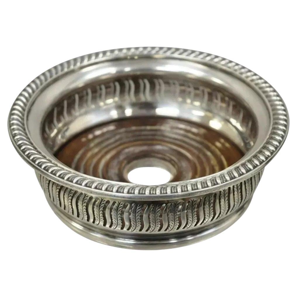 Antique English Sheffield Georgian Regency Silver Plated Mahogany Wine Coaster