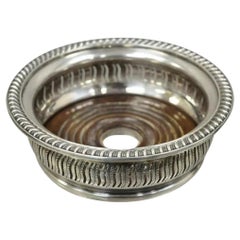 Antique English Sheffield Georgian Regency Silver Plated Mahogany Wine Coaster