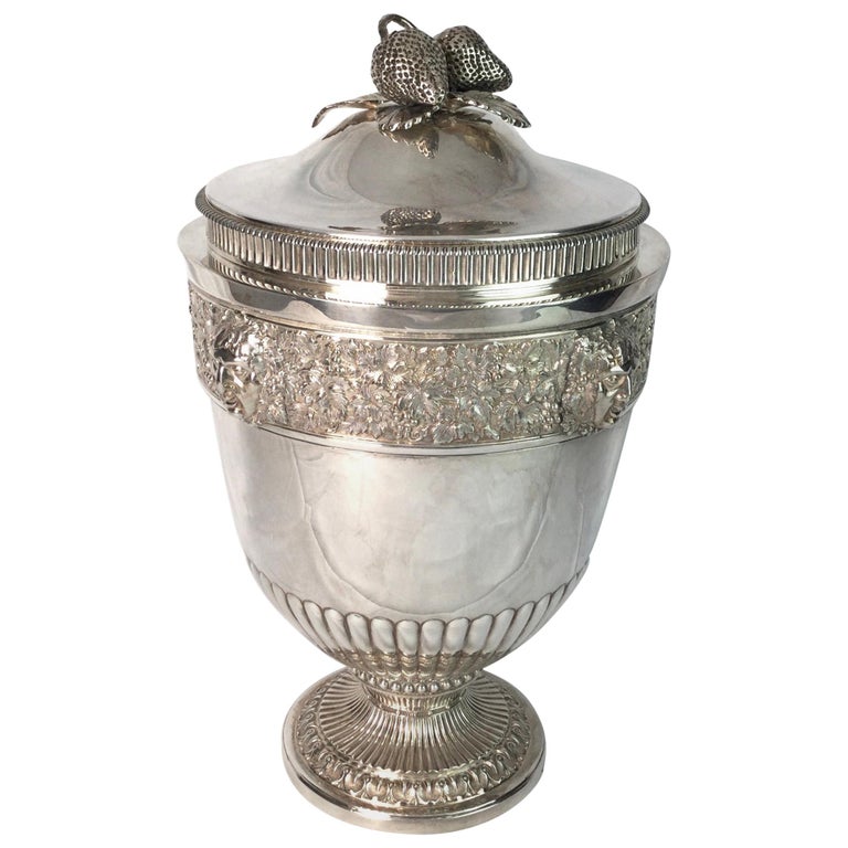 Antique English Sheffield Plate Ice Bucket Cooler with Lid at 1stDibs