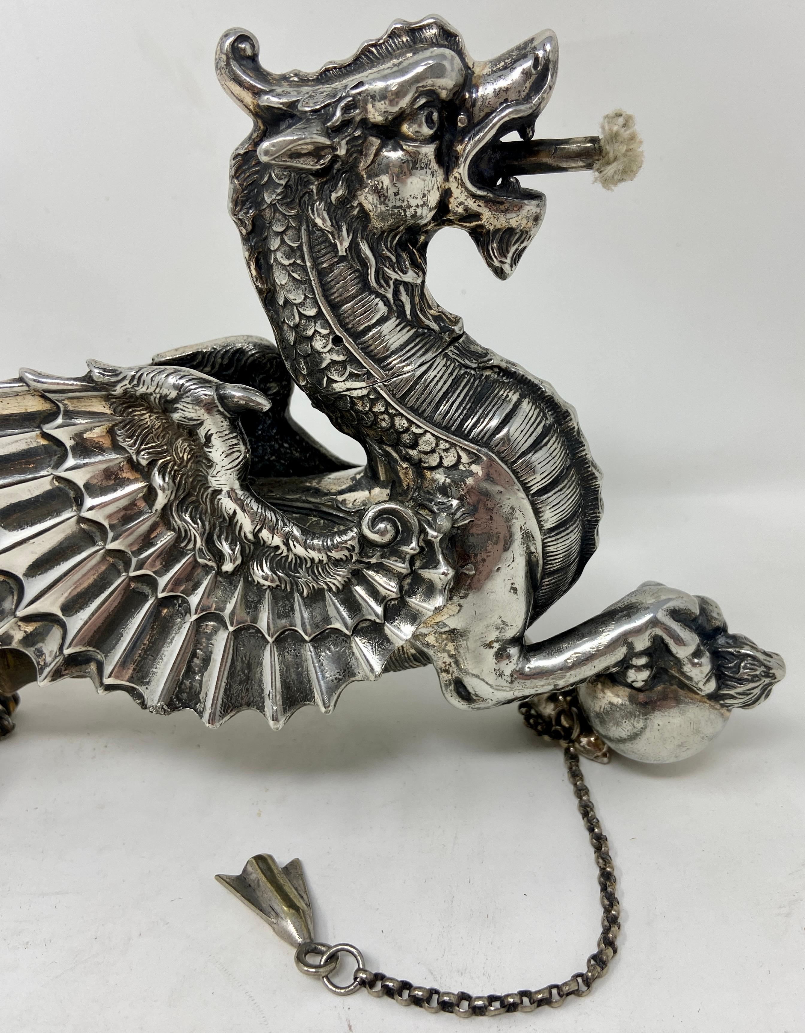 Rare Antique English Sheffield silver and antelope horn ceremonial cigar lighter hallmarked 