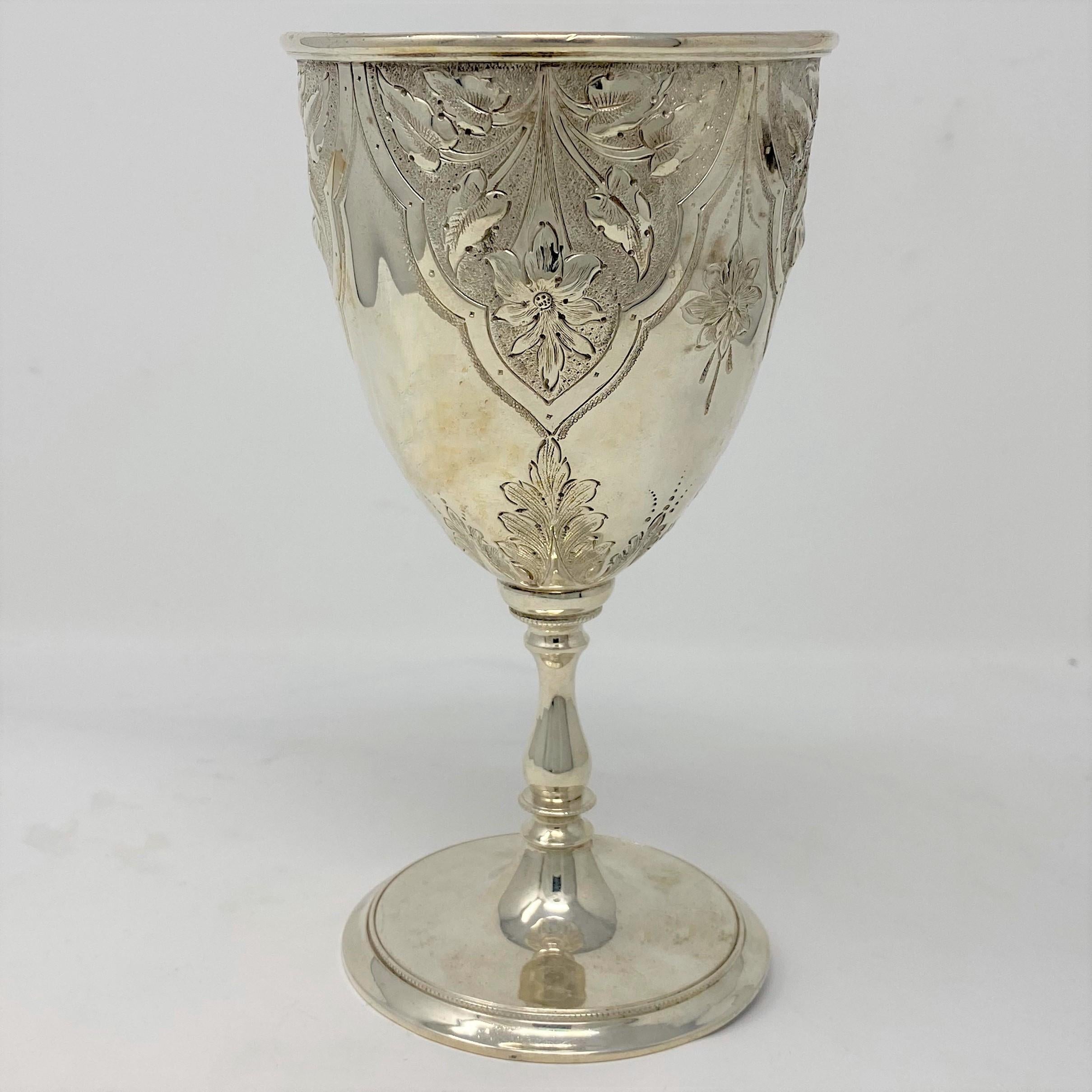 Antique English Sheffield silver goblet, circa 1880.
GOB003.