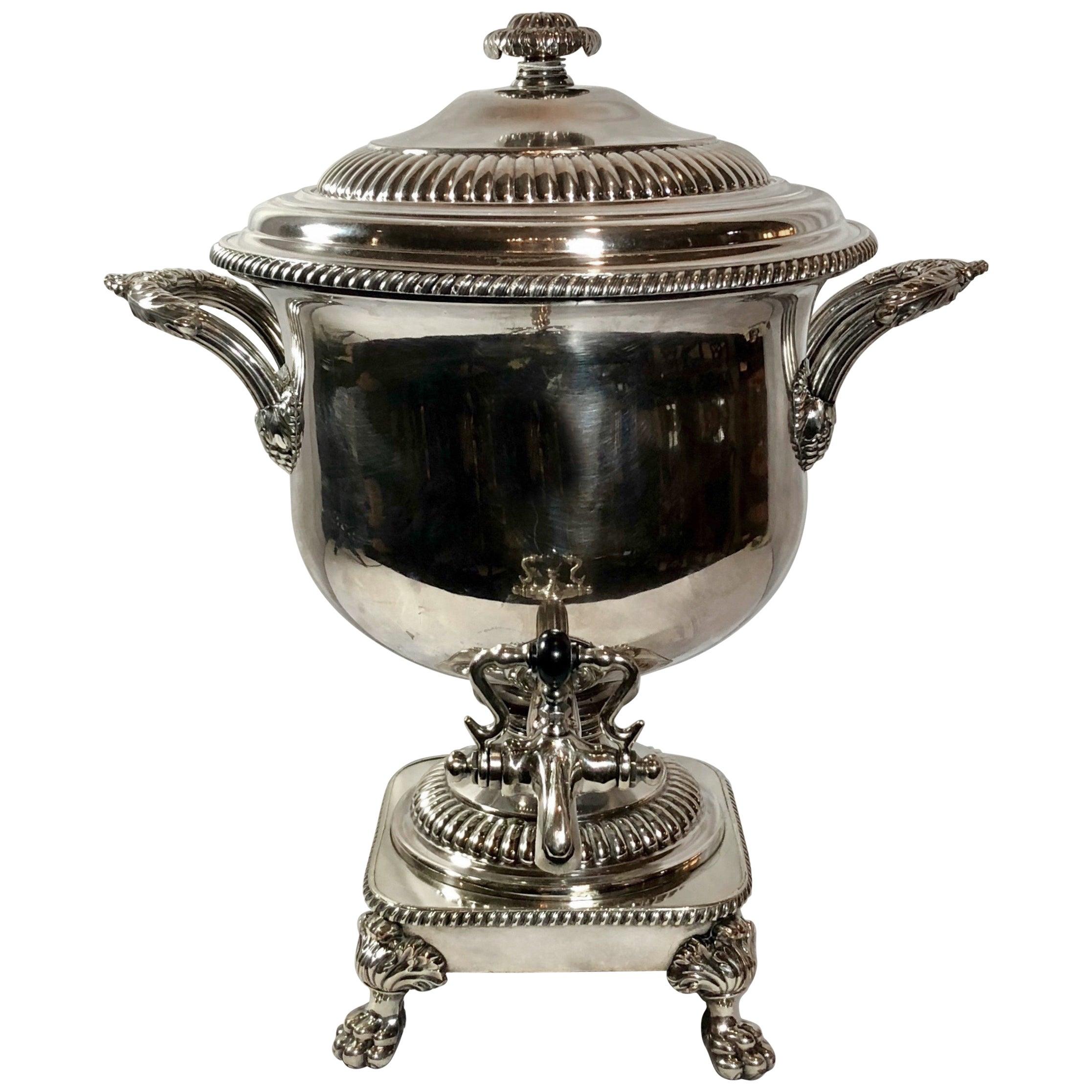 19th Century Antique English Sheffield Silver Hot Water Kettle, circa 1830