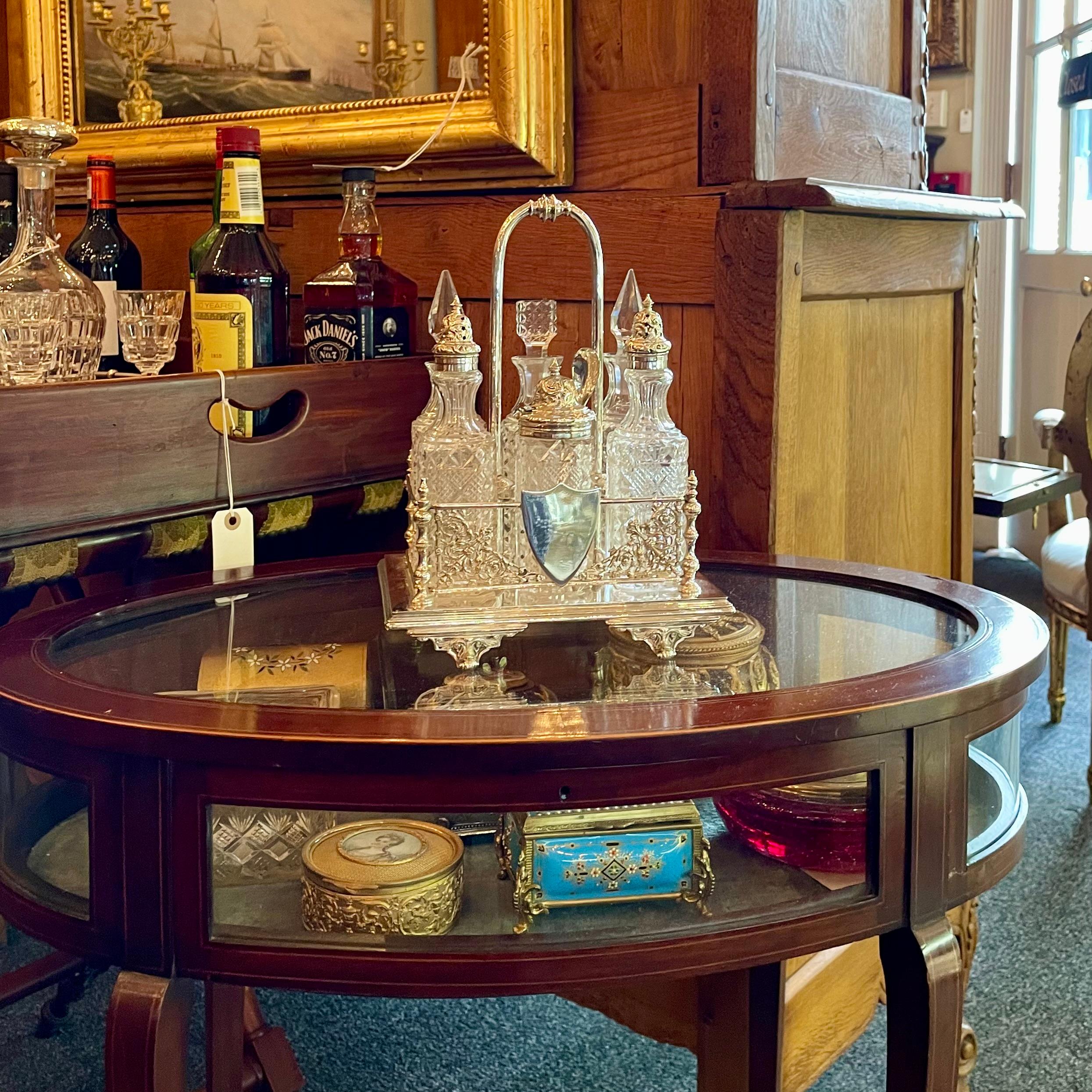 Antico set di ampolle a 6 bottiglie in argento e cristallo Sheffield, circa 1880 in vendita 9