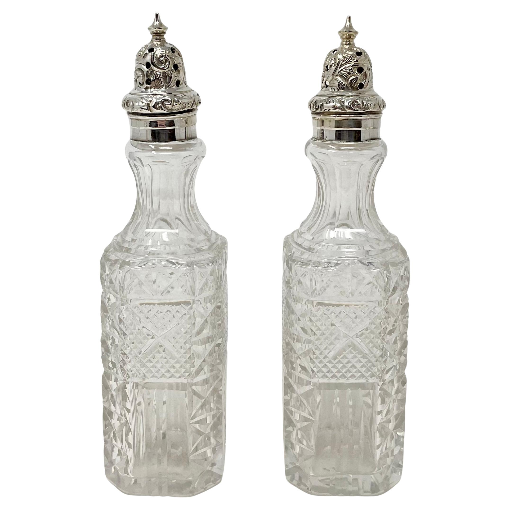 Antico set di ampolle a 6 bottiglie in argento e cristallo Sheffield, circa 1880 in vendita 3
