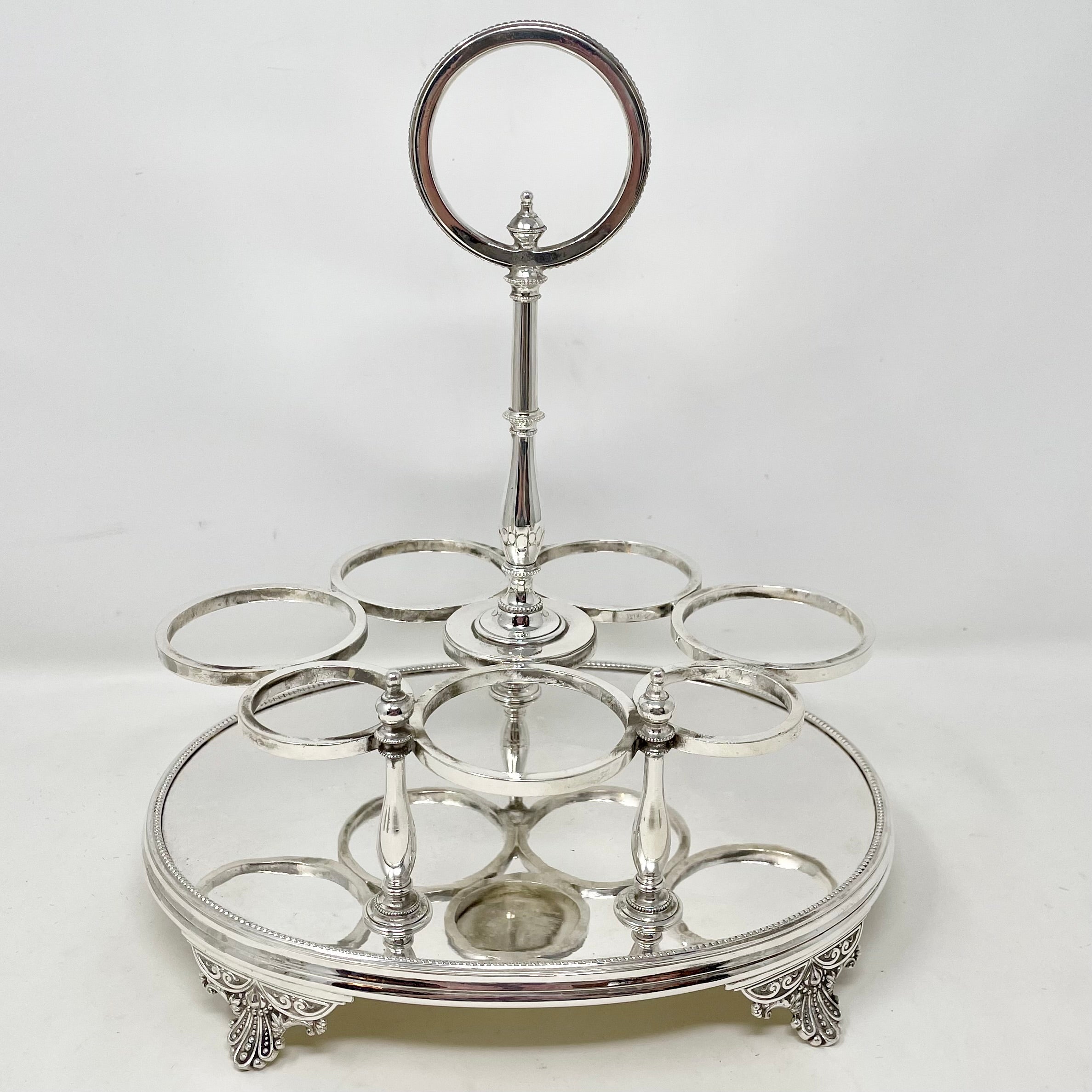 Antico set di ampolle a 6 bottiglie in argento e cristallo di Sheffield, circa 1880. in vendita 3