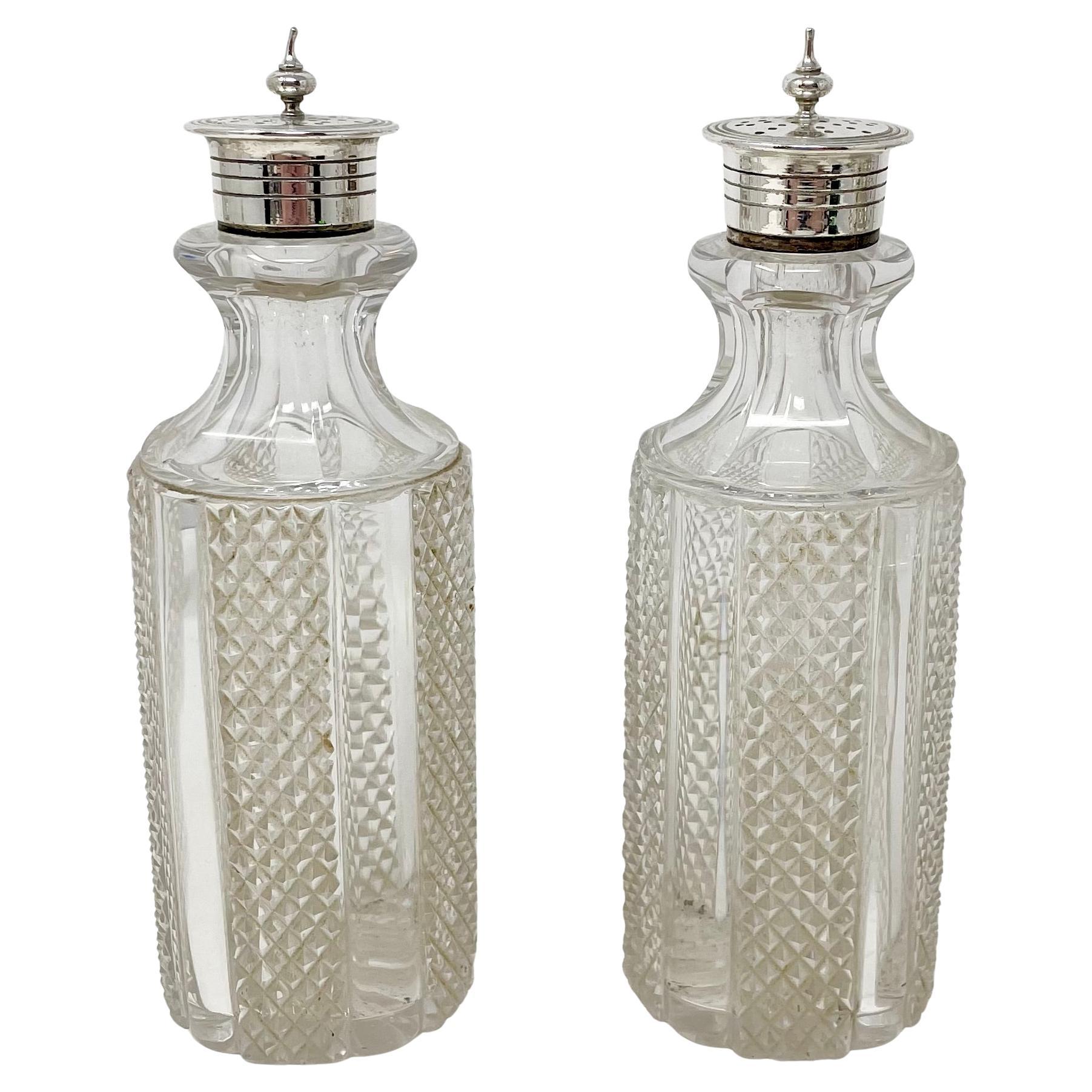 Antico set di ampolle a 6 bottiglie in argento e cristallo di Sheffield, circa 1880. in vendita 5