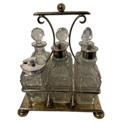 Antique English Sheffield Silver plate & crystal Crue set Circa 1890