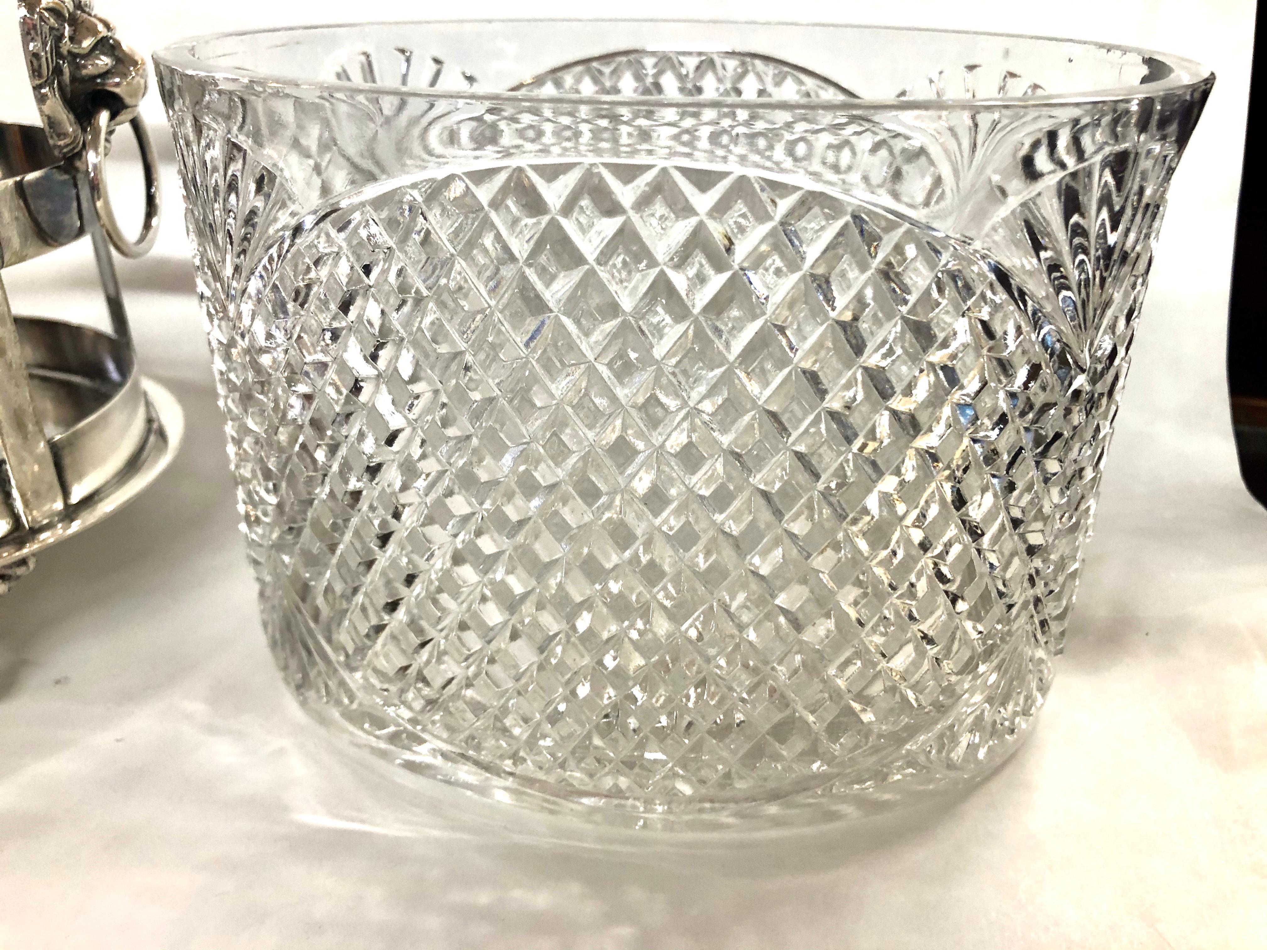 Antique English Sheffield Silver-Plate & Crystal Regency Style Oval Biscuit Box 1