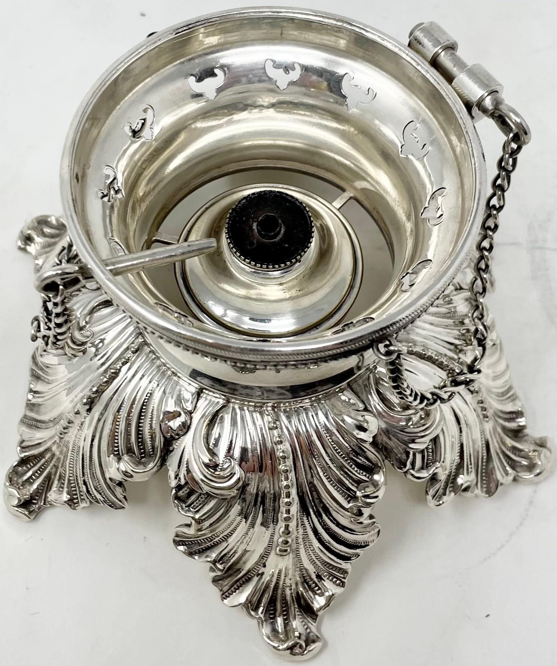 Antique English Sheffield Silver-Plate Footed Tea Pot with Etching, Circa 1860. For Sale 4