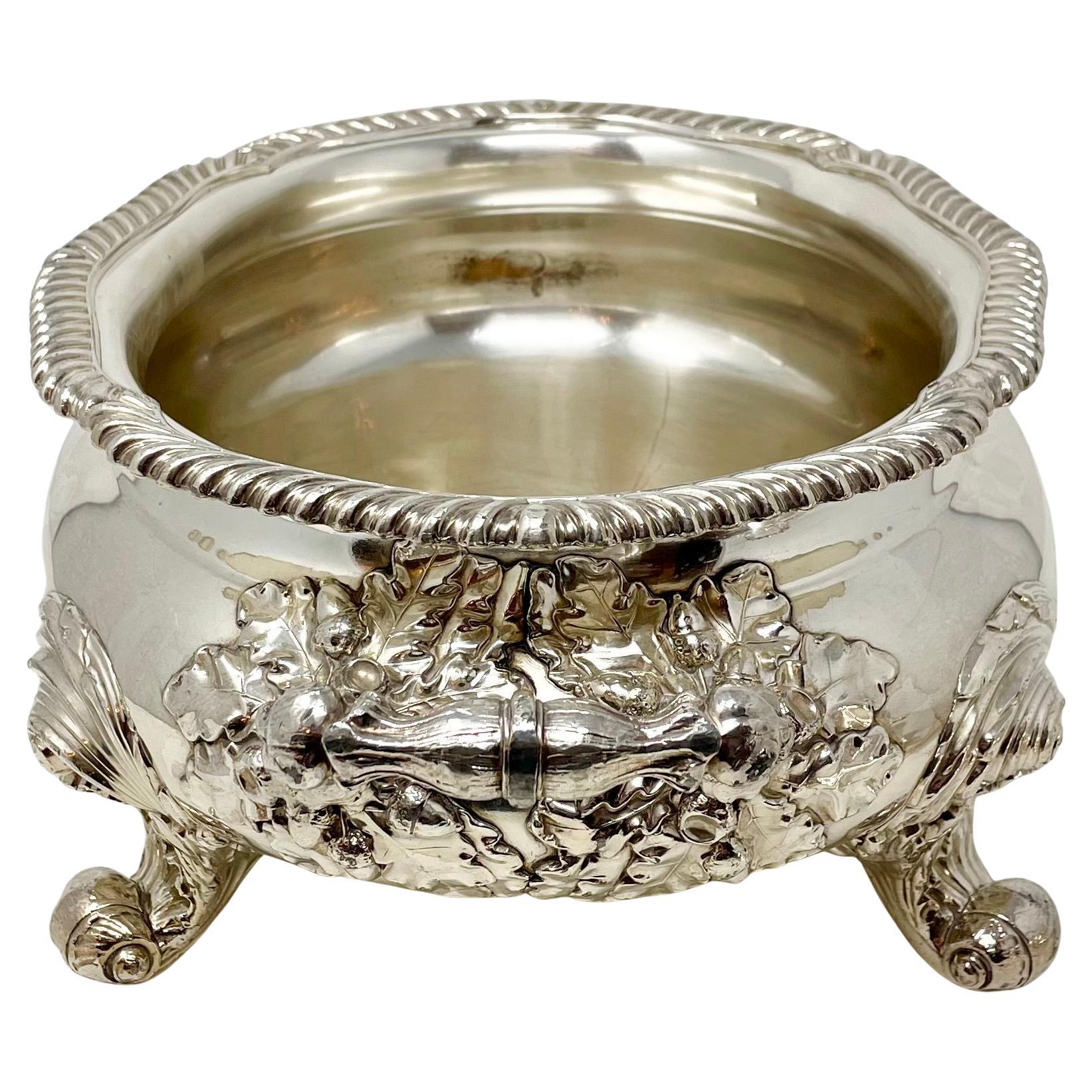 Sopera inglesa antigua de Sheffield, con pie de chapa de plata, circa 1880-1890. 3